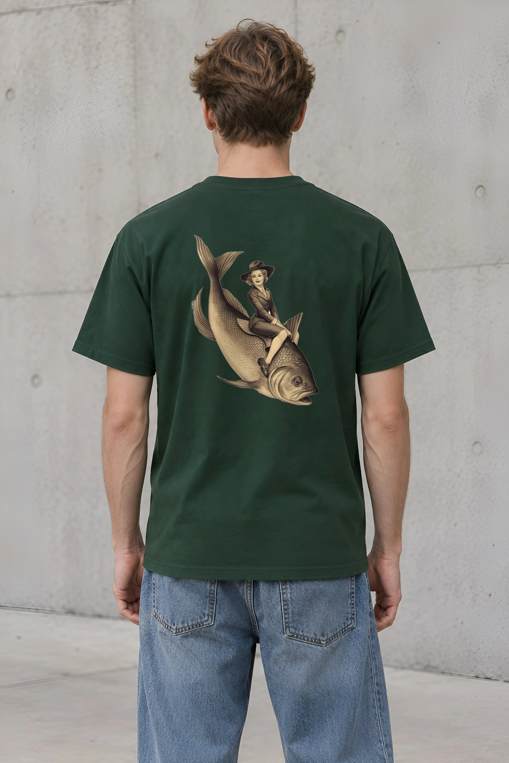 "Fish Rider" Heavyweight Unisex Crewneck T-shirt
