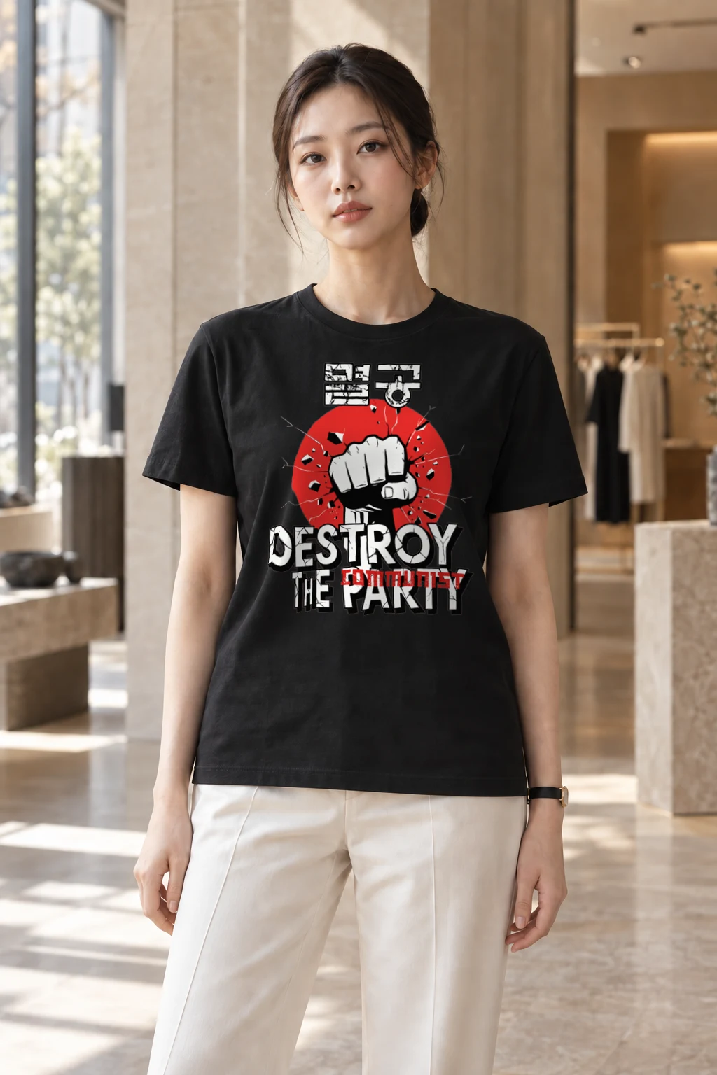 "Fist Against Tyranny" Heavyweight Unisex Crewneck T-shirt | Gildan 5000