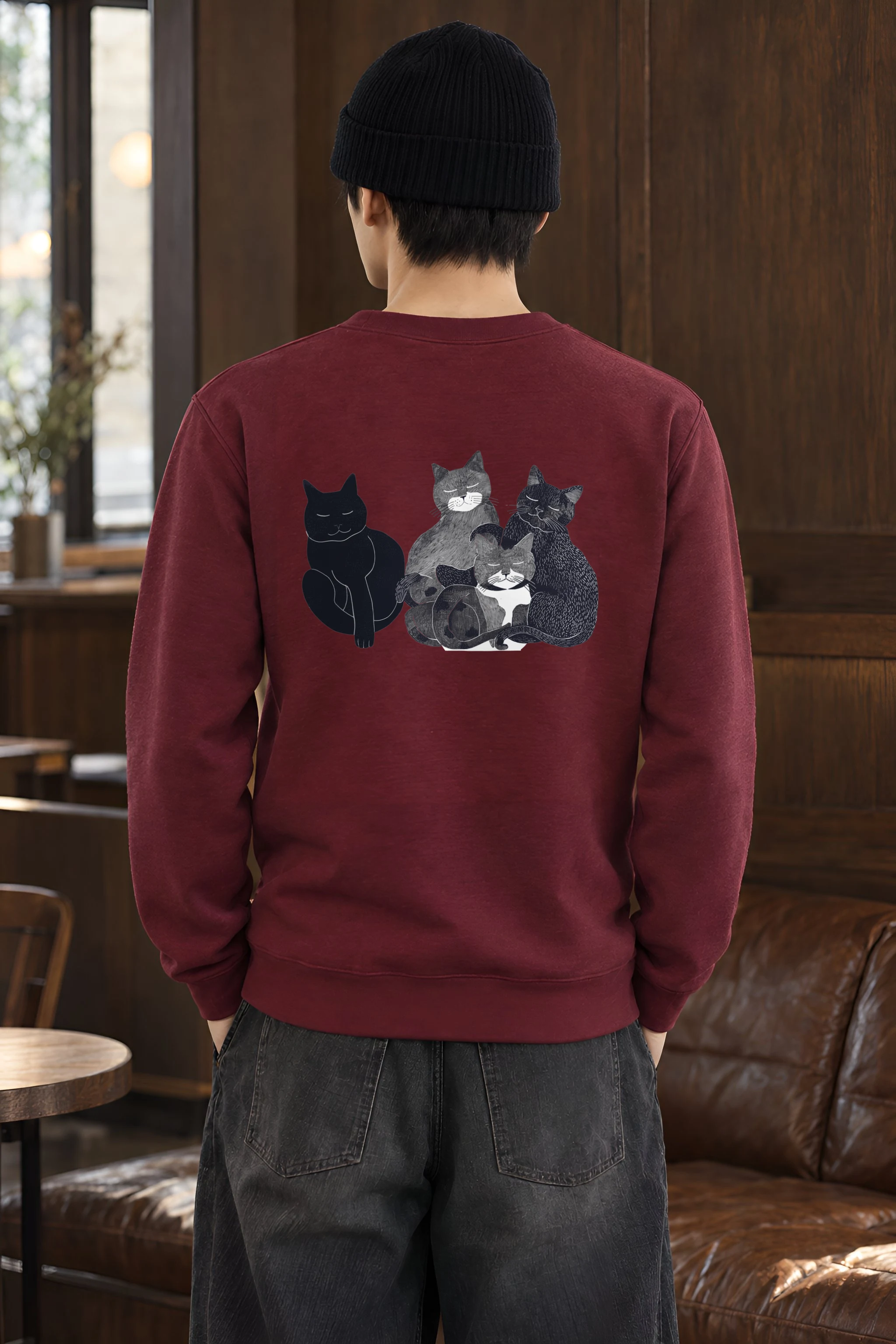 "Five Cat Gathering" Heavy Blend Unisex Crewneck Sweatshirt