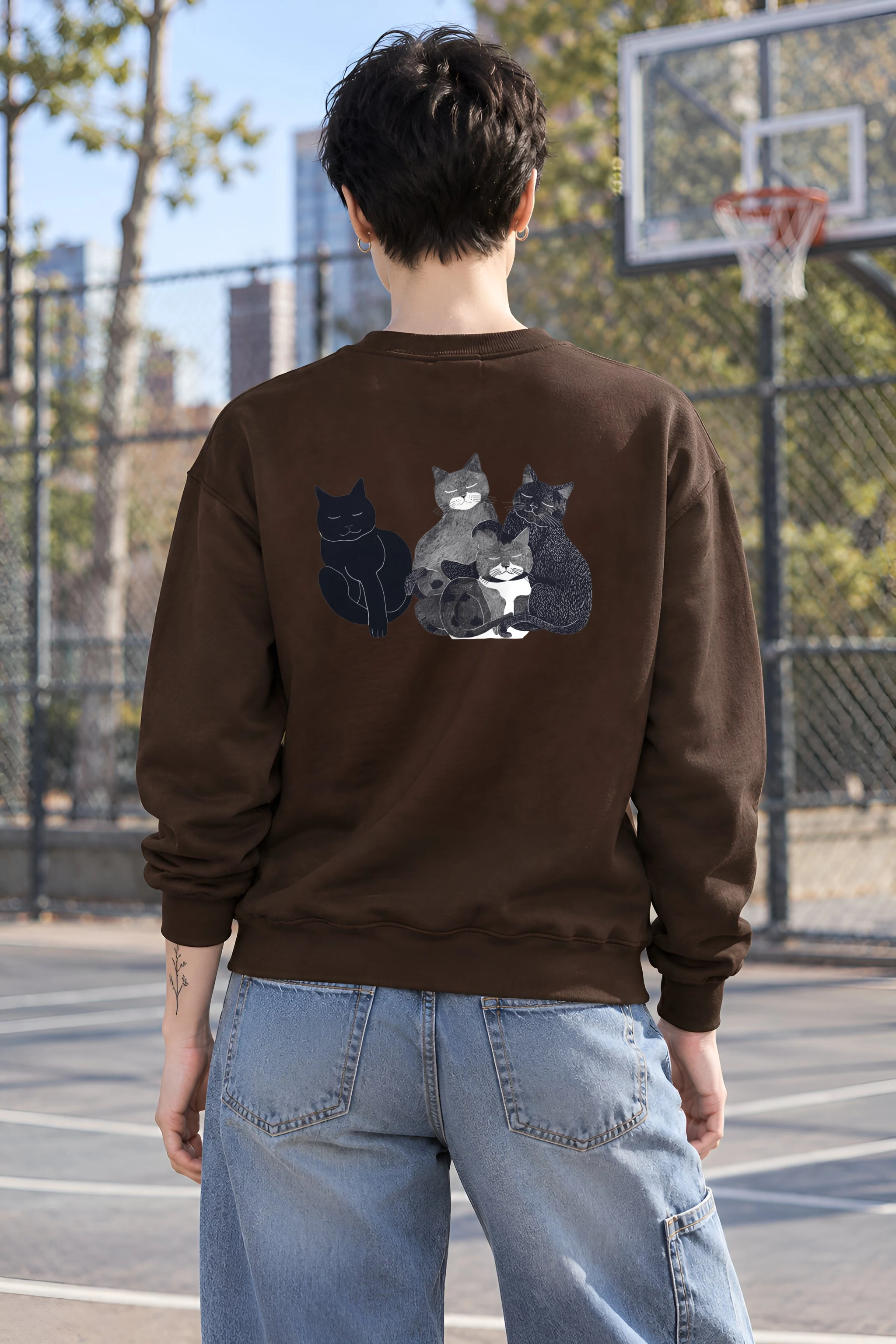 "Five Cat Gathering" 1 Crewneck Sweatshirt