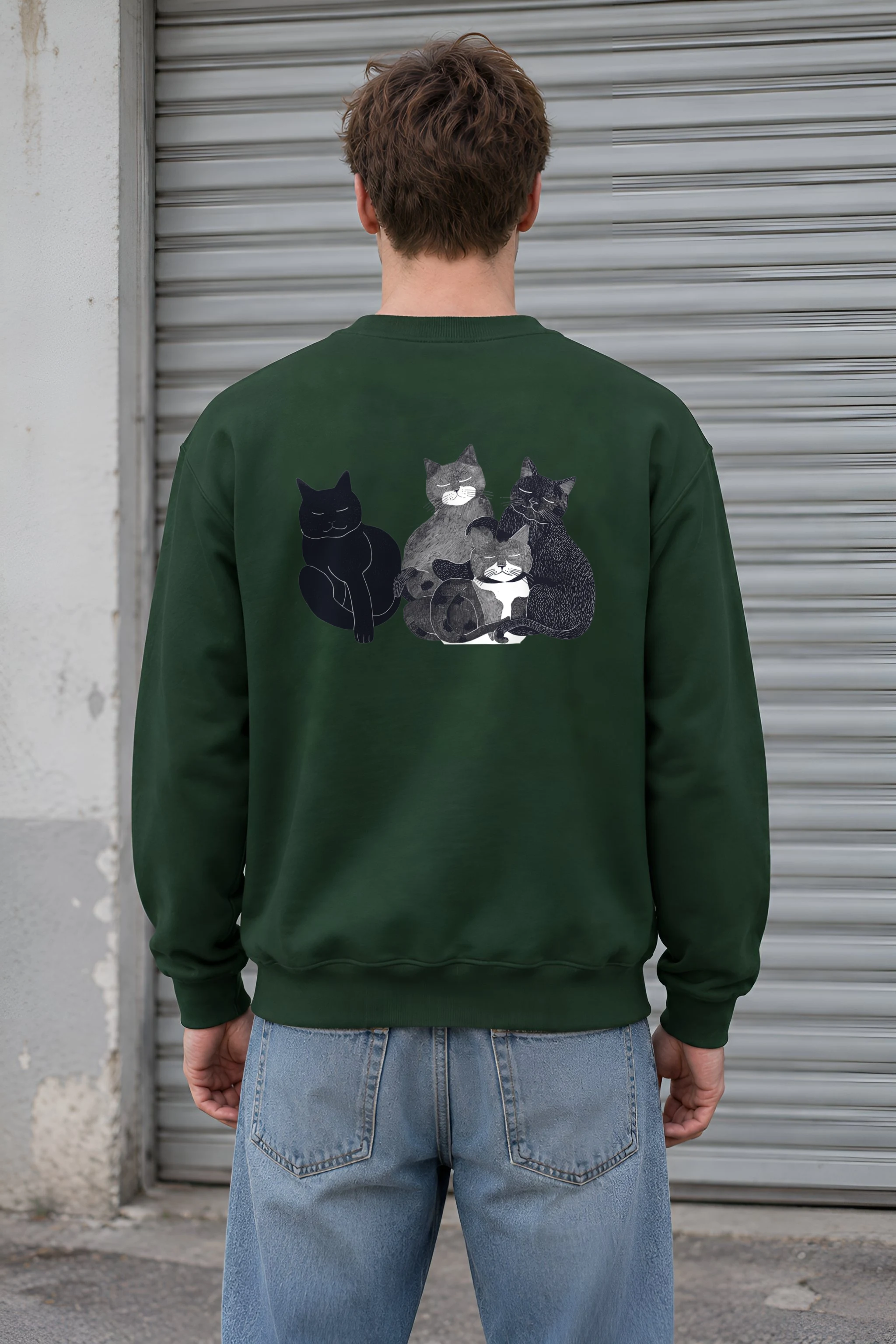 "Five Cat Gathering" 1 Crewneck Sweatshirt