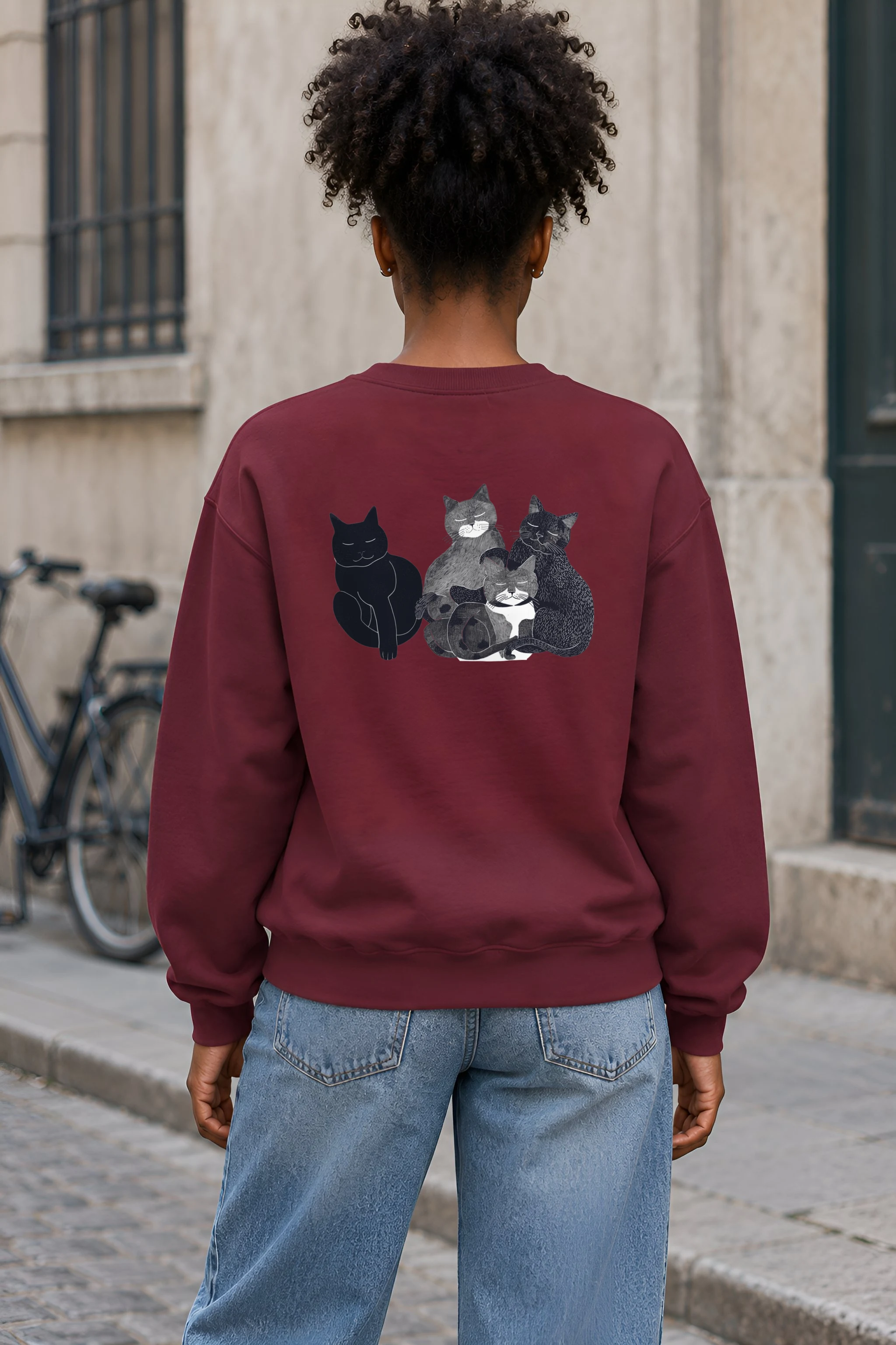 "Five Cat Gathering" 1 Crewneck Sweatshirt