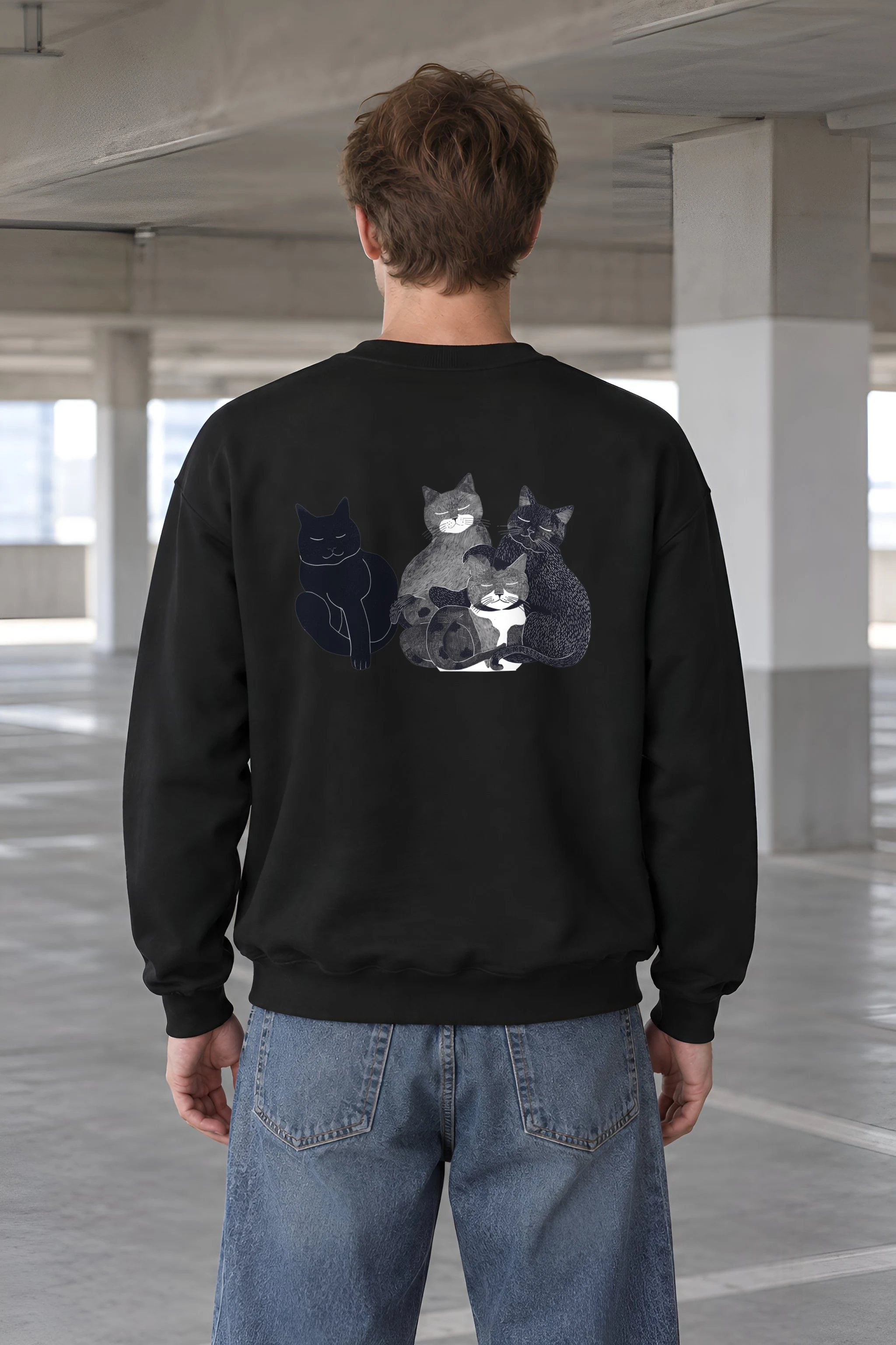"Five Cat Gathering" 1 Crewneck Sweatshirt
