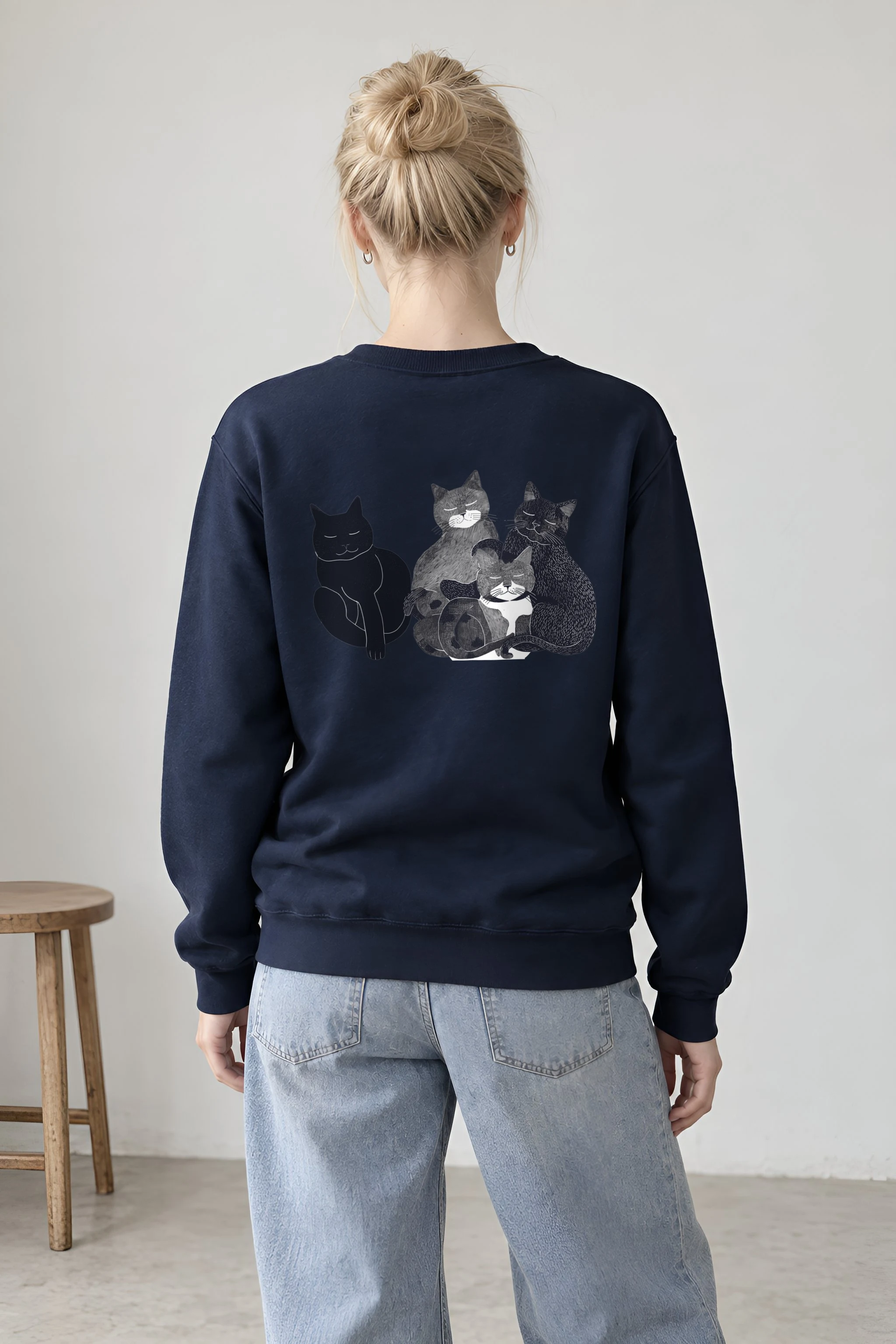 "Five Cat Gathering" 1 Crewneck Sweatshirt