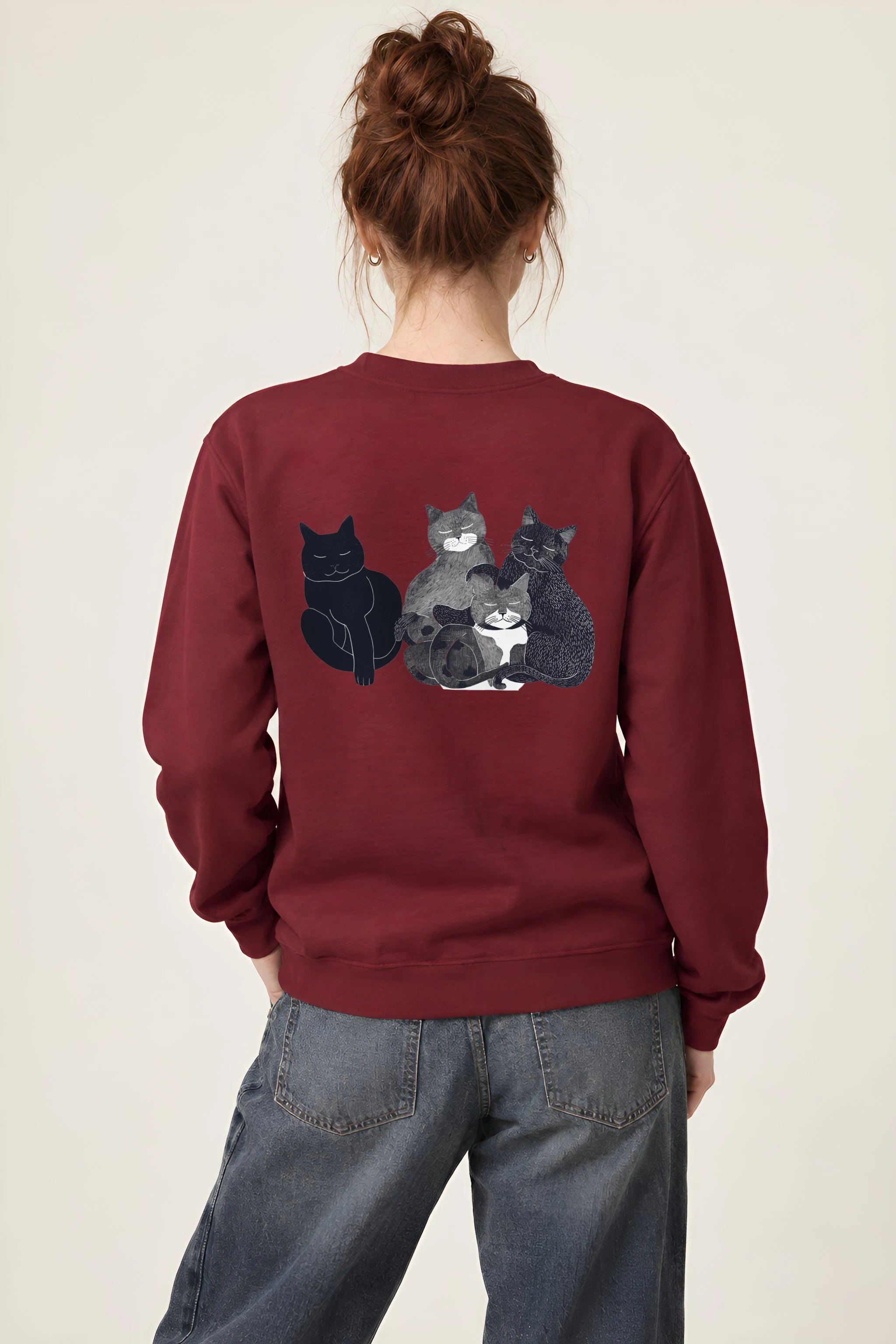 "Five Cat Gathering" 1 Crewneck Sweatshirt