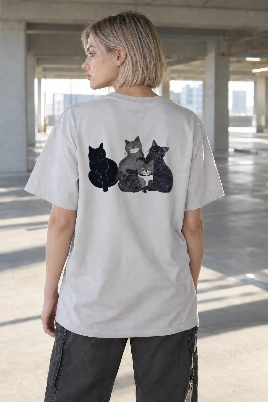 "Five Cat Lineup" Heavyweight Unisex Crewneck T-shirt | Gildan 5000