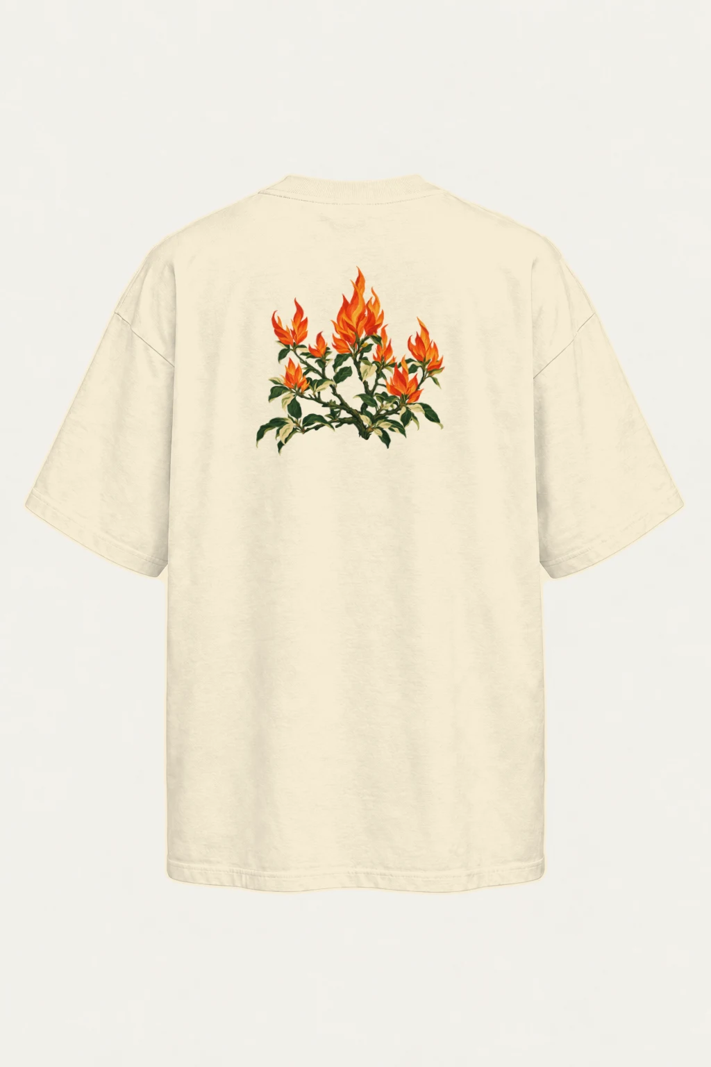 "Flameflower Branches" Men's Oversized Heavyweight Crewneck T-Shirt | Shaka Wear SHMHSS