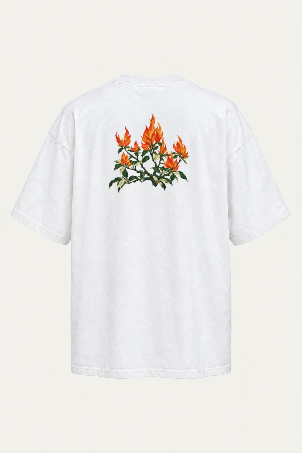 "Flameflower Branches" Men's Oversized Heavyweight Crewneck T-Shirt | Shaka Wear SHMHSS