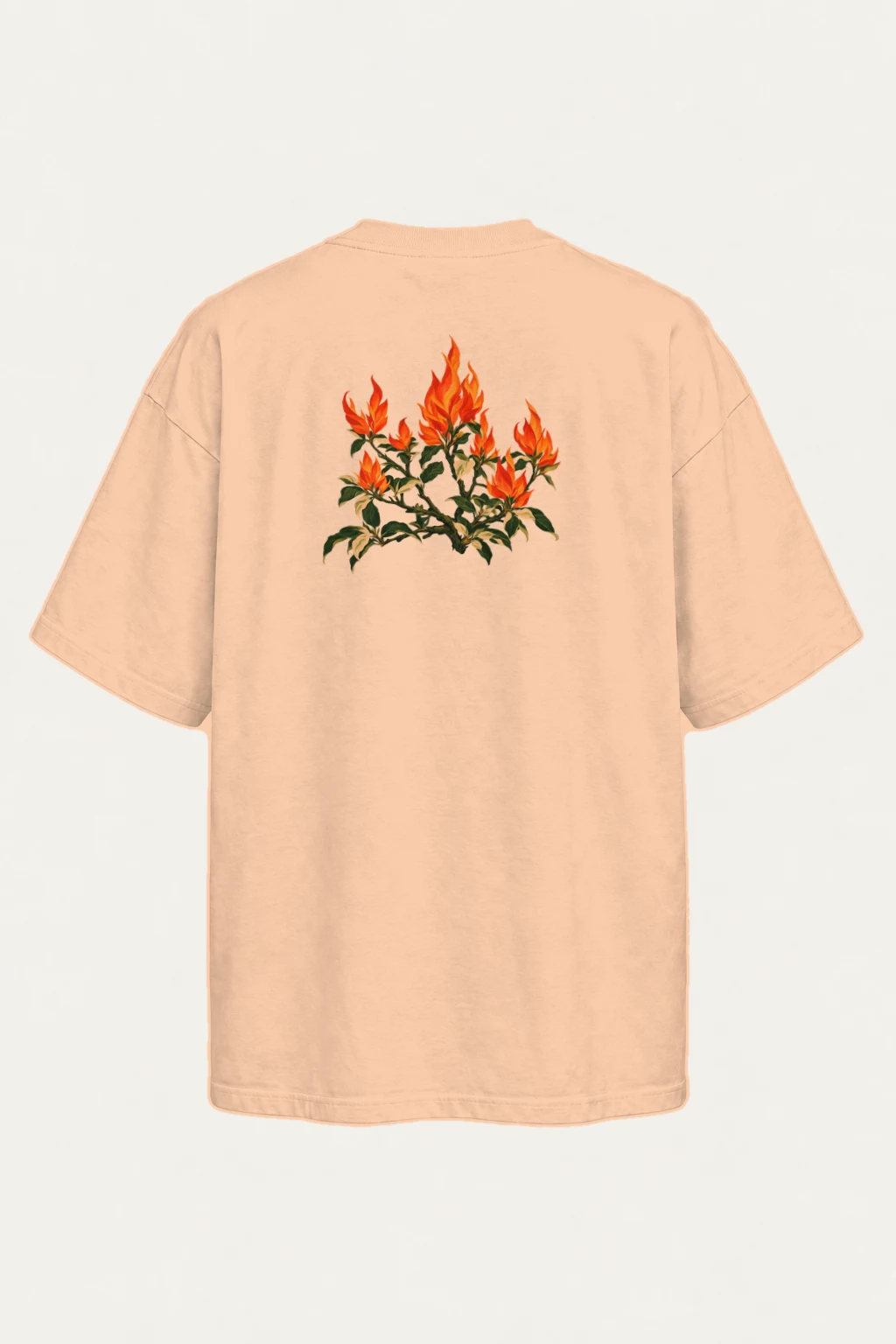 "Flameflower Branches" Men's Oversized Heavyweight Crewneck T-Shirt | Shaka Wear SHMHSS