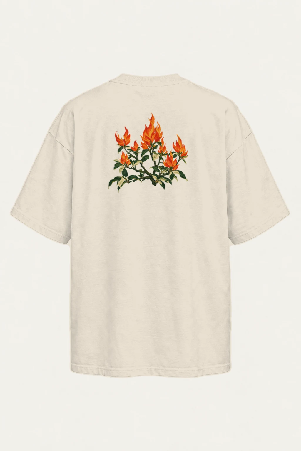 "Flameflower Branches" Men's Oversized Heavyweight Crewneck T-Shirt | Shaka Wear SHMHSS