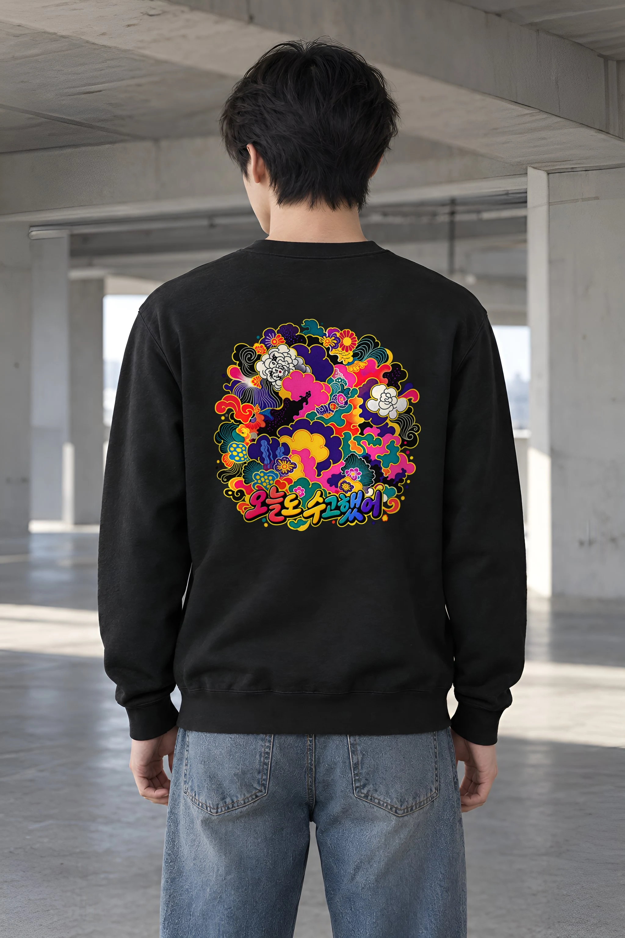 "Floral Cloud Lettering" Heavy Blend Unisex Crewneck Sweatshirt