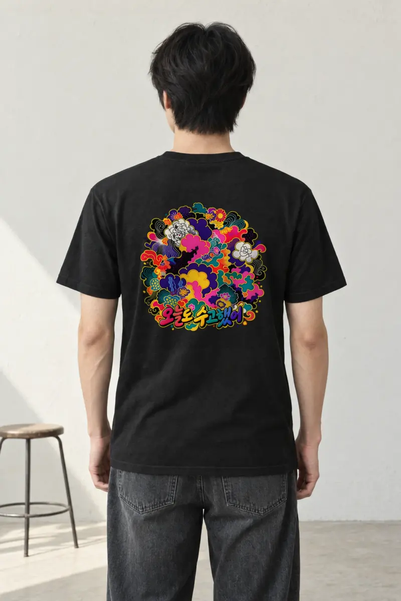 "Floral Cloud Lettering" Heavyweight Unisex Crewneck T-shirt