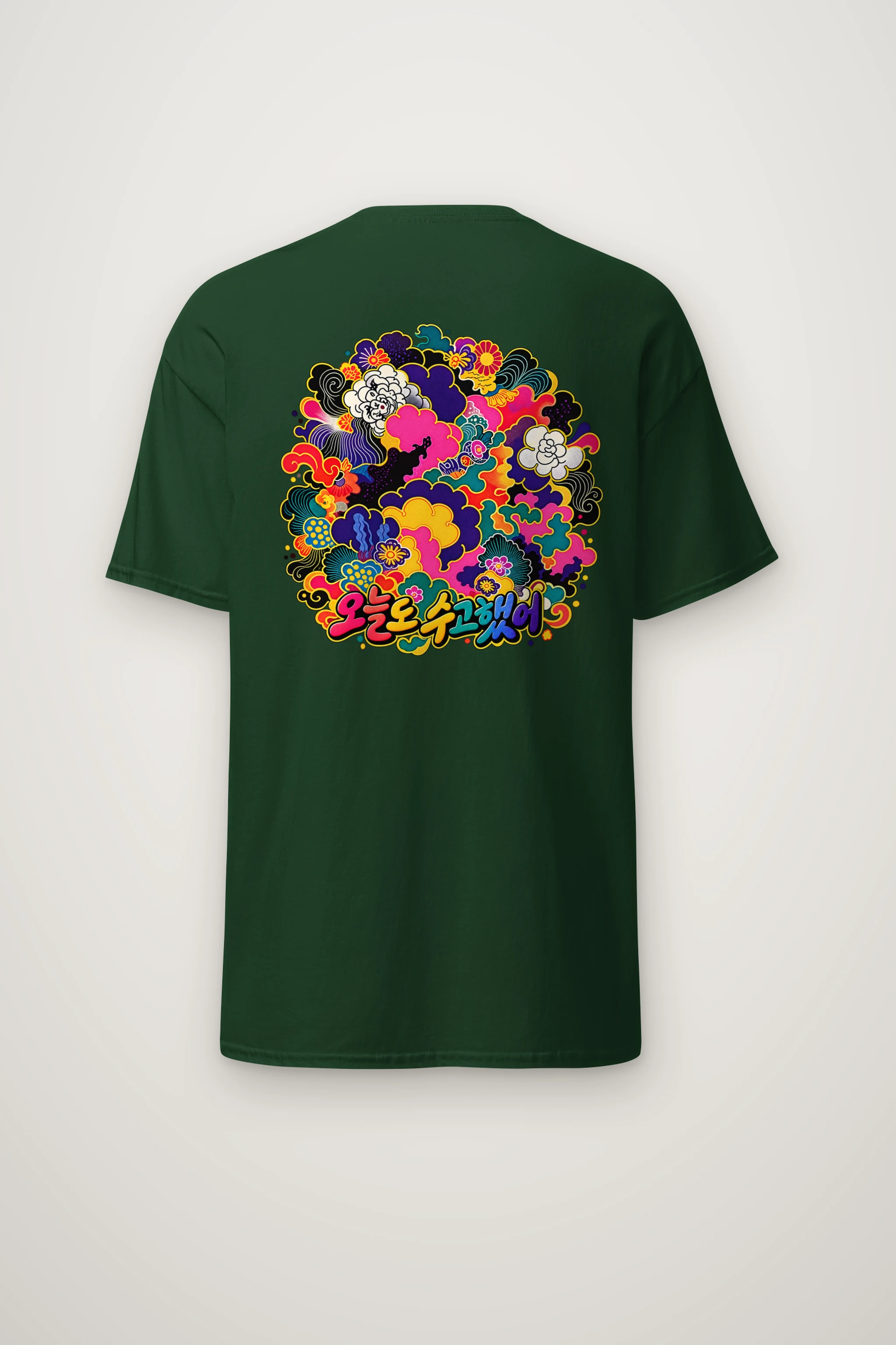 "Floral Cloud Lettering" Heavyweight Unisex Crewneck T-shirt