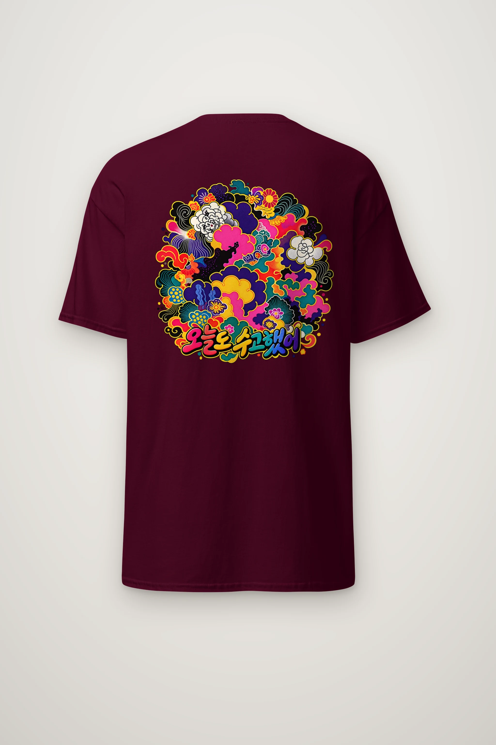 "Floral Cloud Lettering" Heavyweight Unisex Crewneck T-shirt