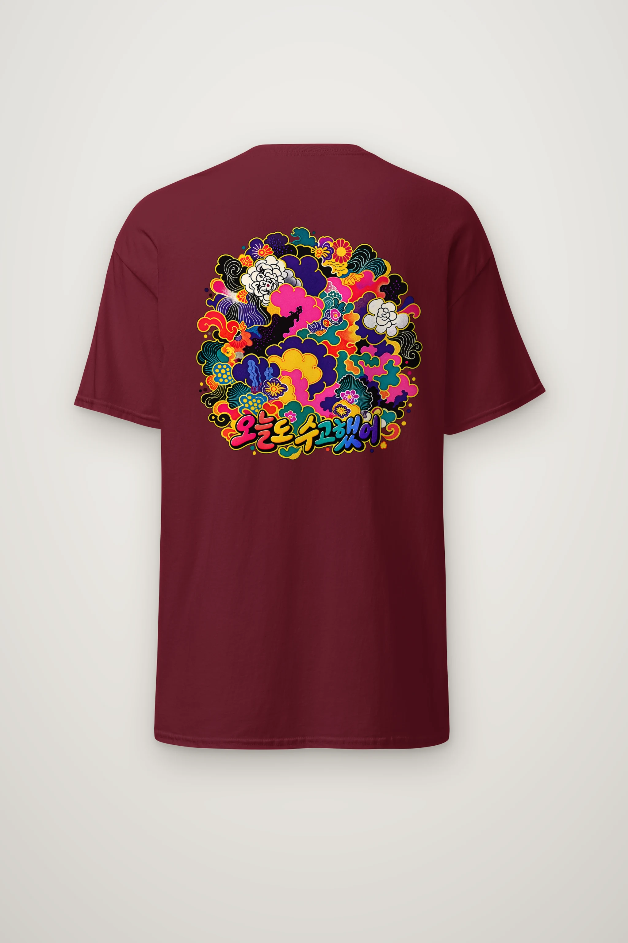 "Floral Cloud Lettering" Heavyweight Unisex Crewneck T-shirt