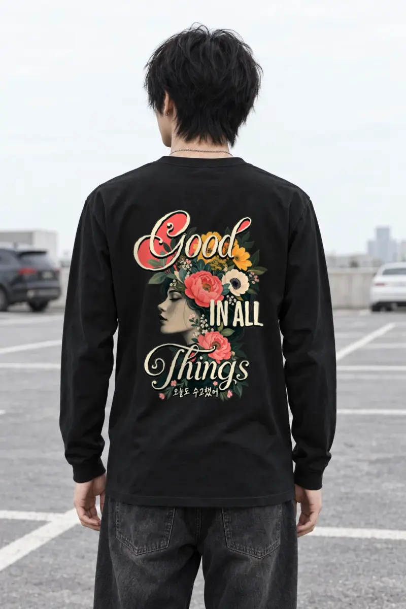 "Floral Grace Profile" Unisex Longsleeve T-shirt