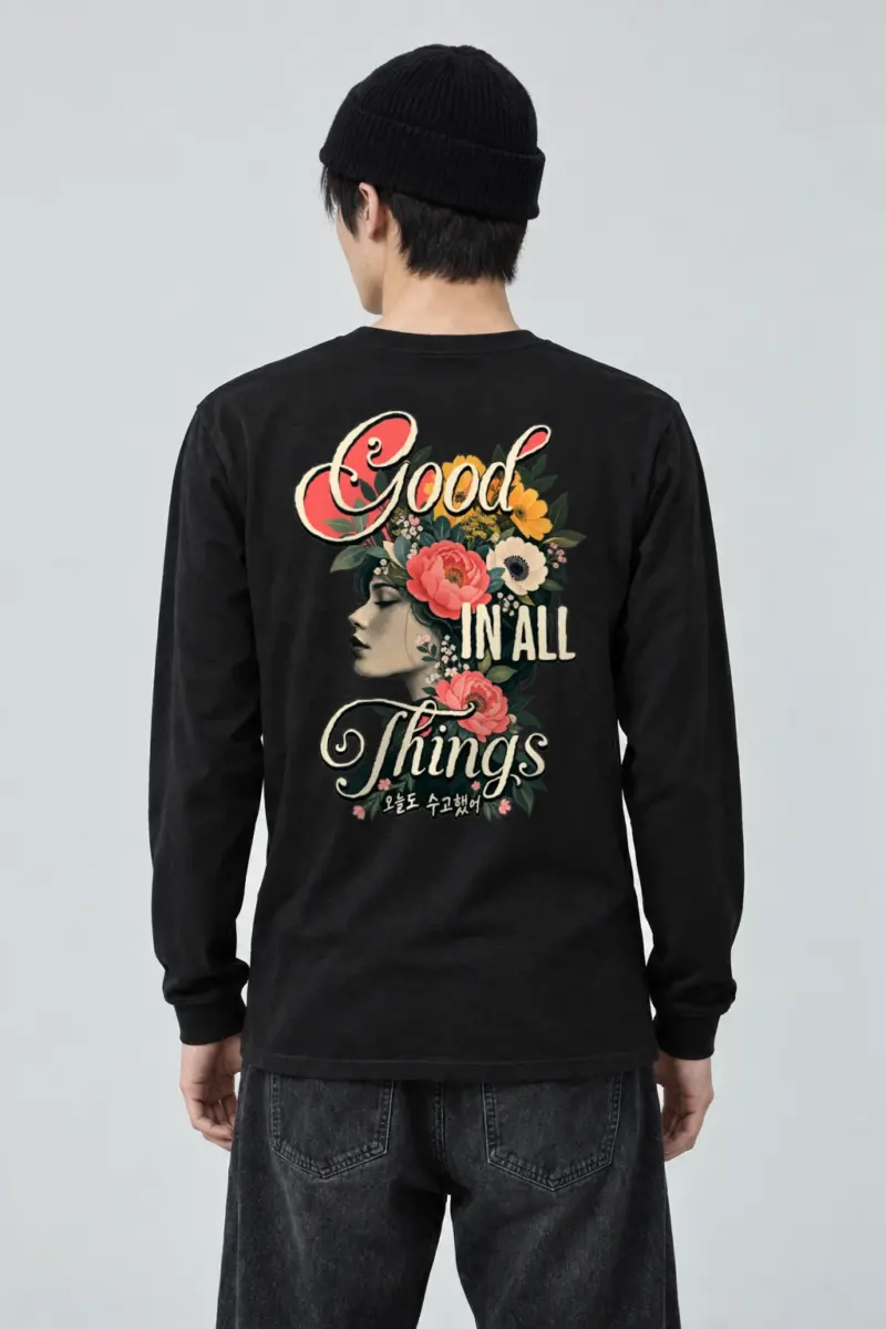 "Floral Grace Profile" Unisex Longsleeve T-shirt