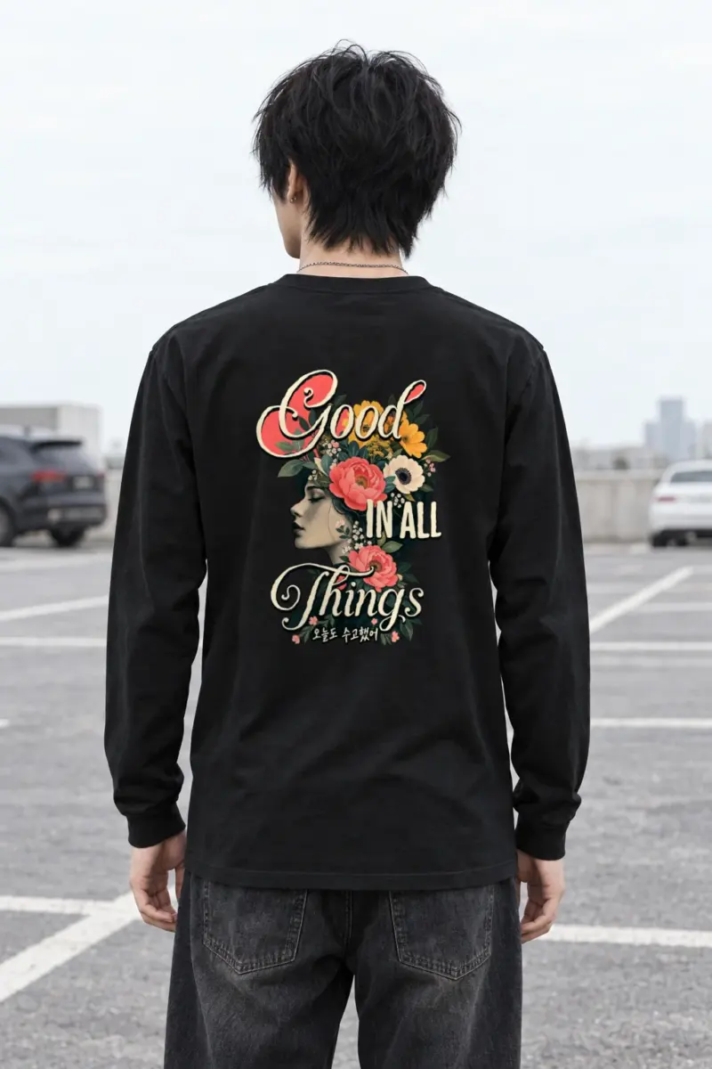 "Floral Grace Profile" Unisex Longsleeve T-shirt