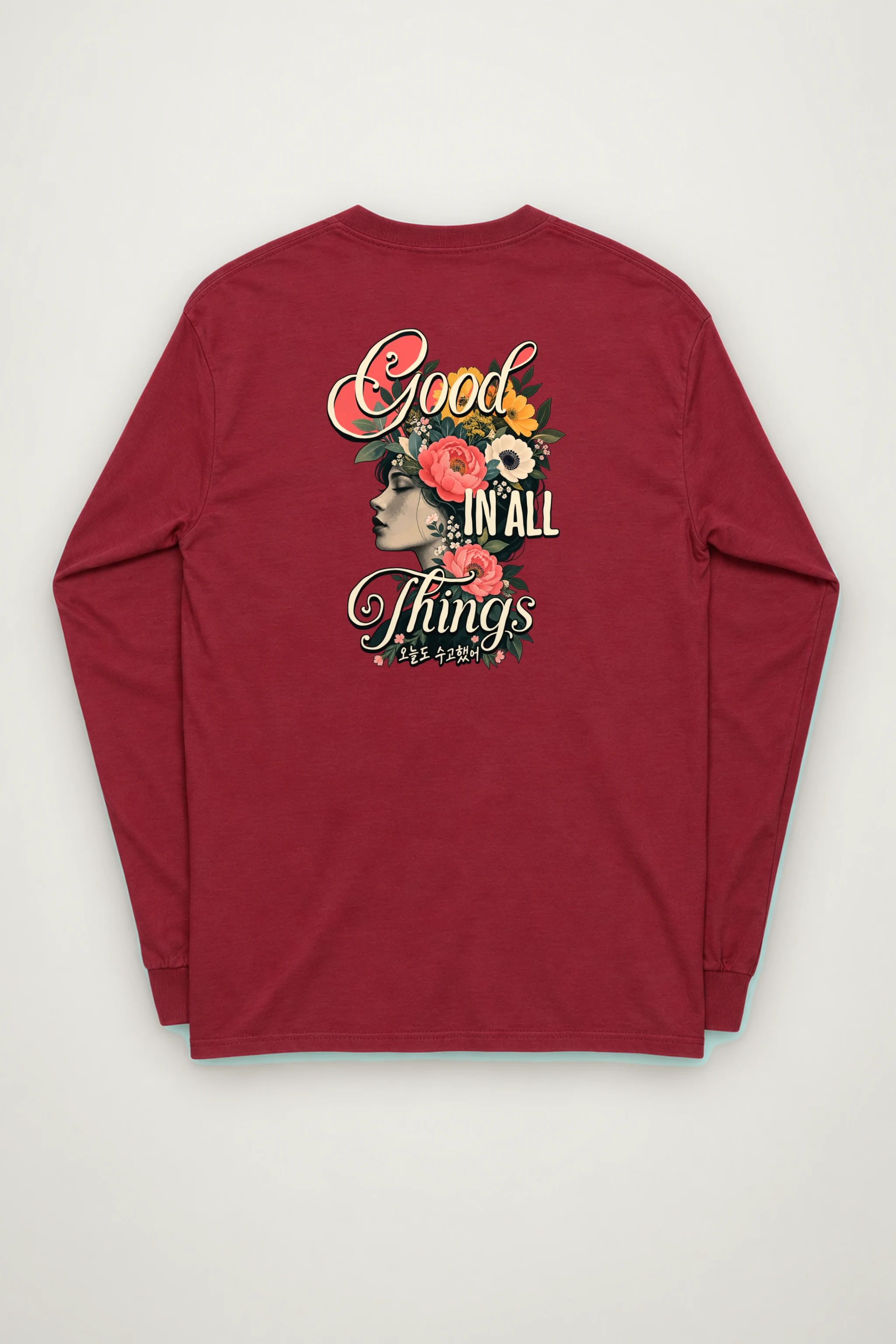 "Floral Grace Profile" Unisex Longsleeve T-shirt