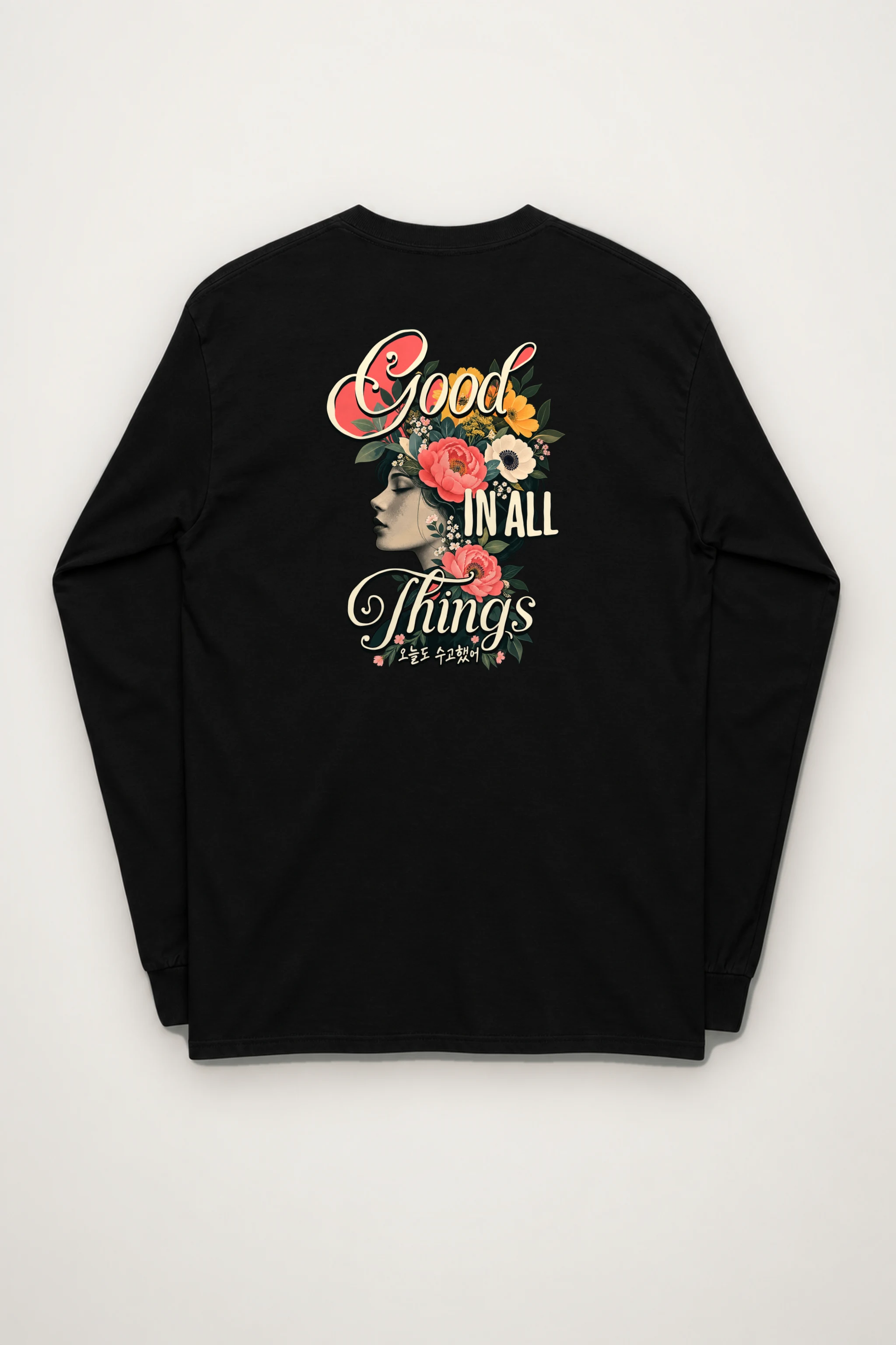 "Floral Grace Profile" Unisex Longsleeve T-shirt