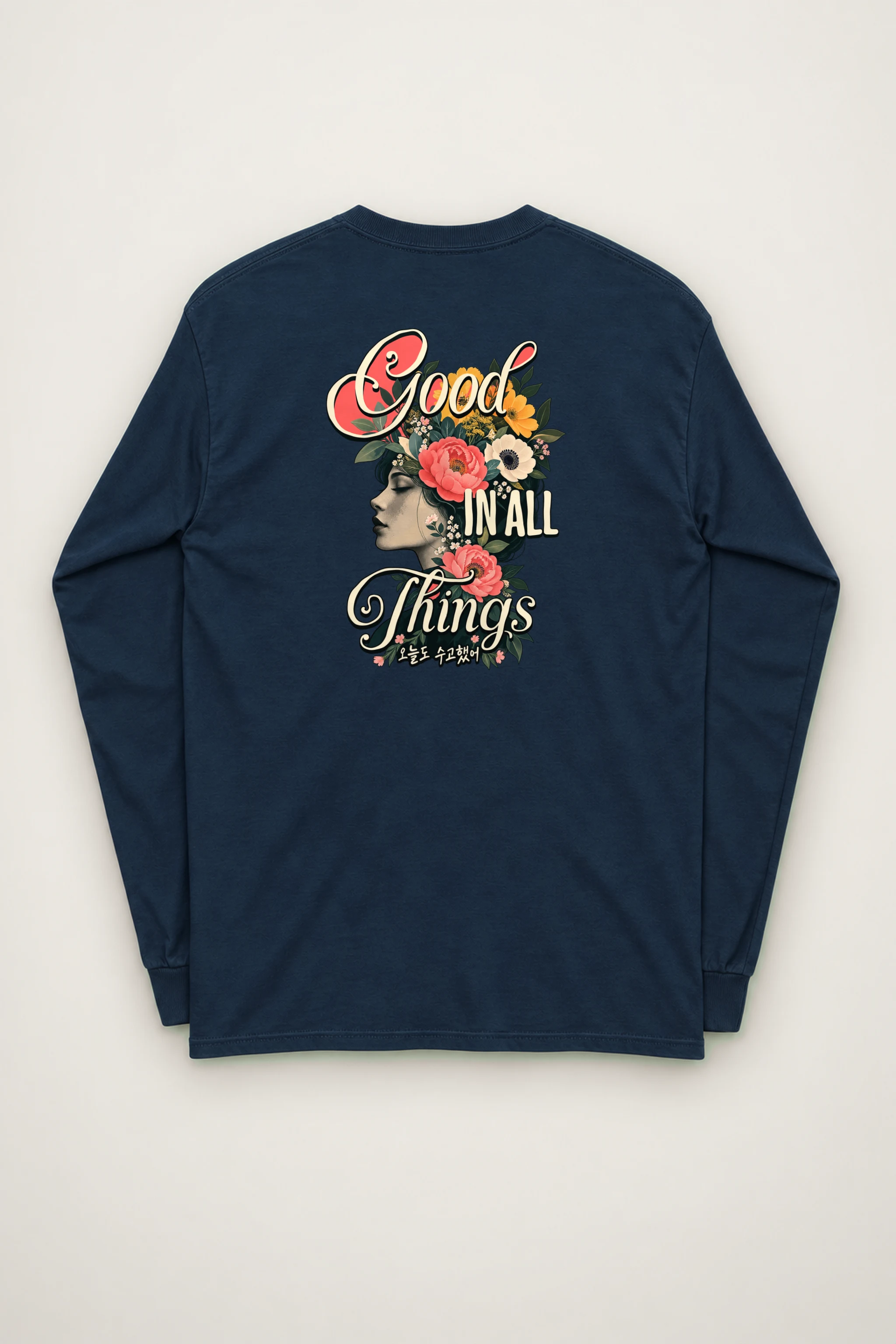 "Floral Grace Profile" Unisex Longsleeve T-shirt