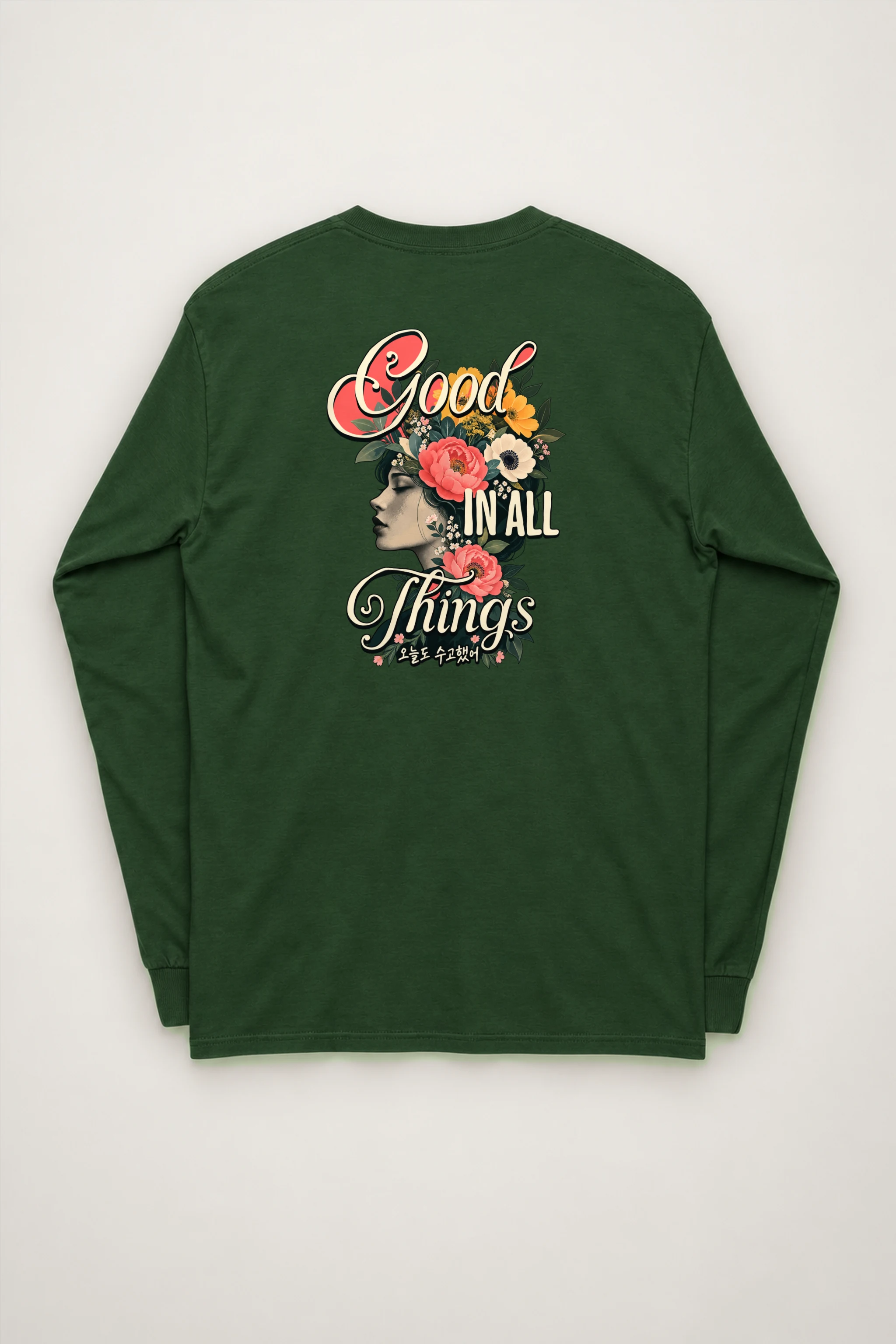 "Floral Grace Profile" Unisex Longsleeve T-shirt