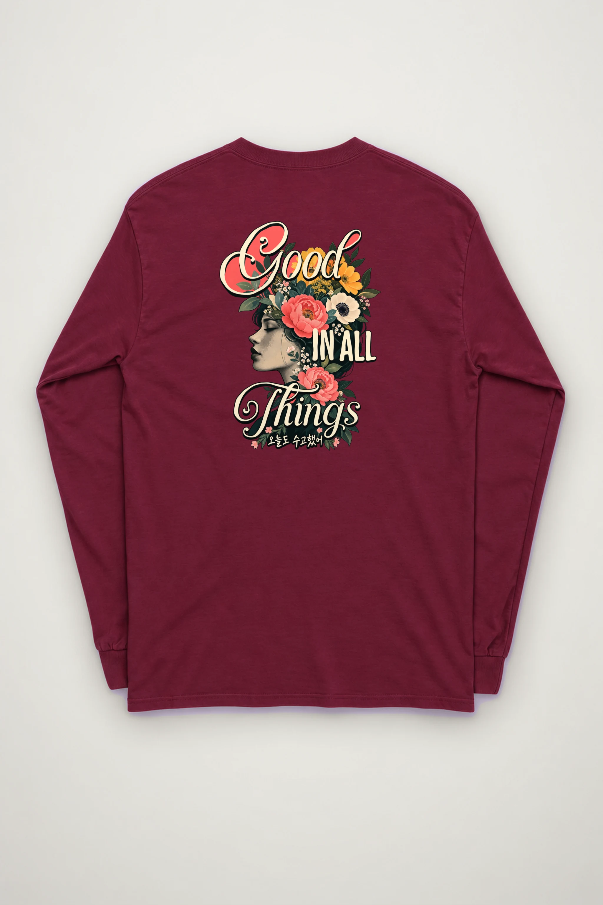 "Floral Grace Profile" Unisex Longsleeve T-shirt