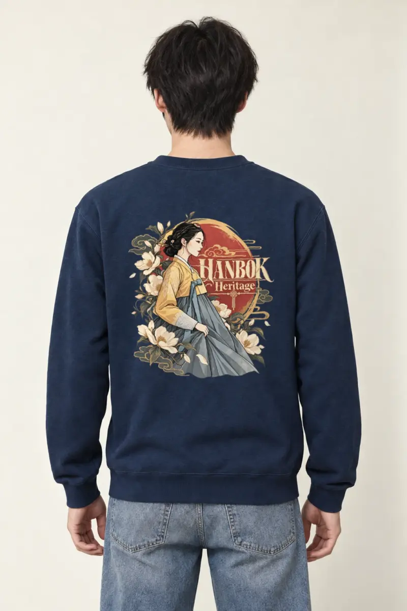 "Floral Hanbok Muse" Heavy Blend Unisex Crewneck Sweatshirt