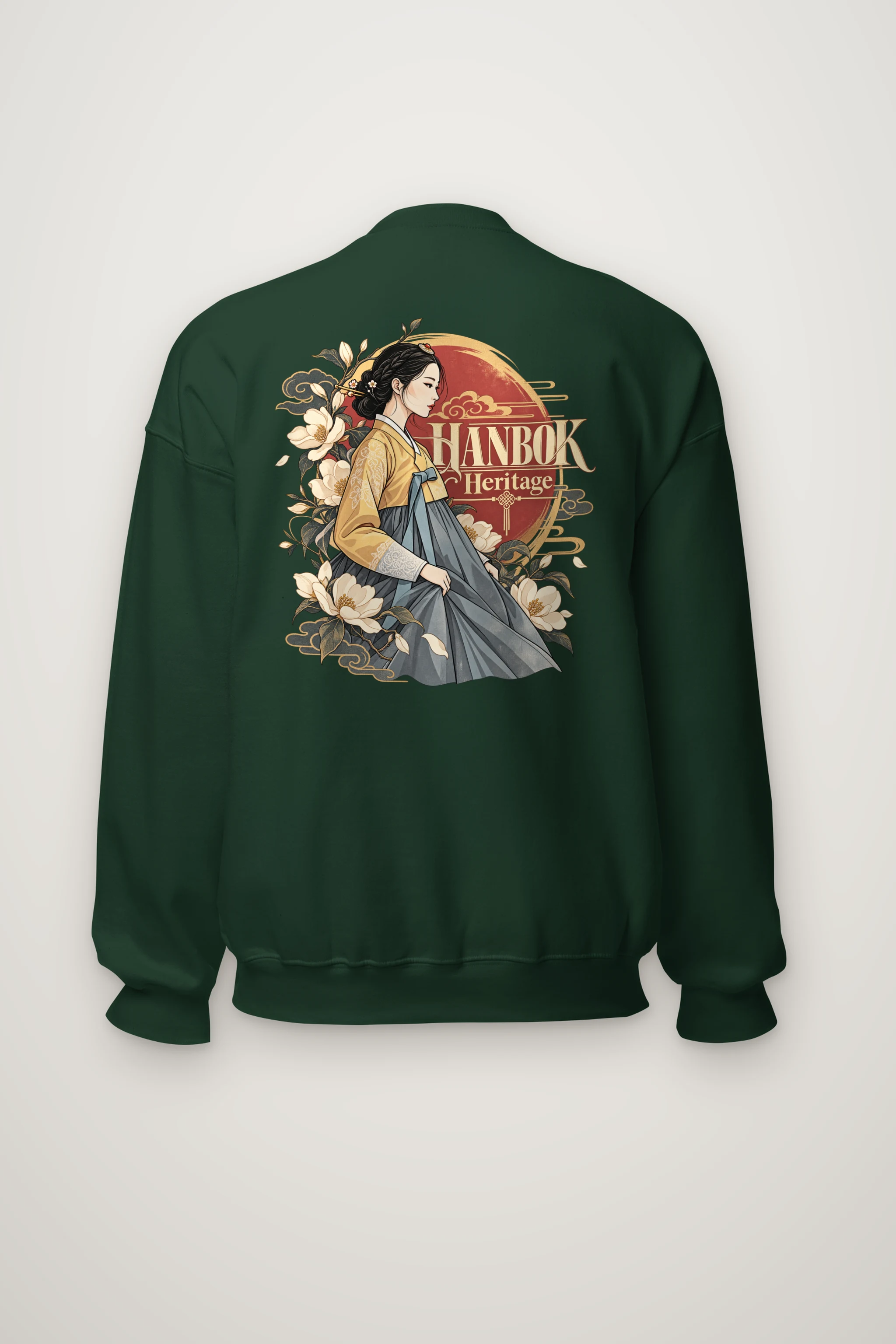 "Floral Hanbok Muse" Heavy Blend Unisex Crewneck Sweatshirt