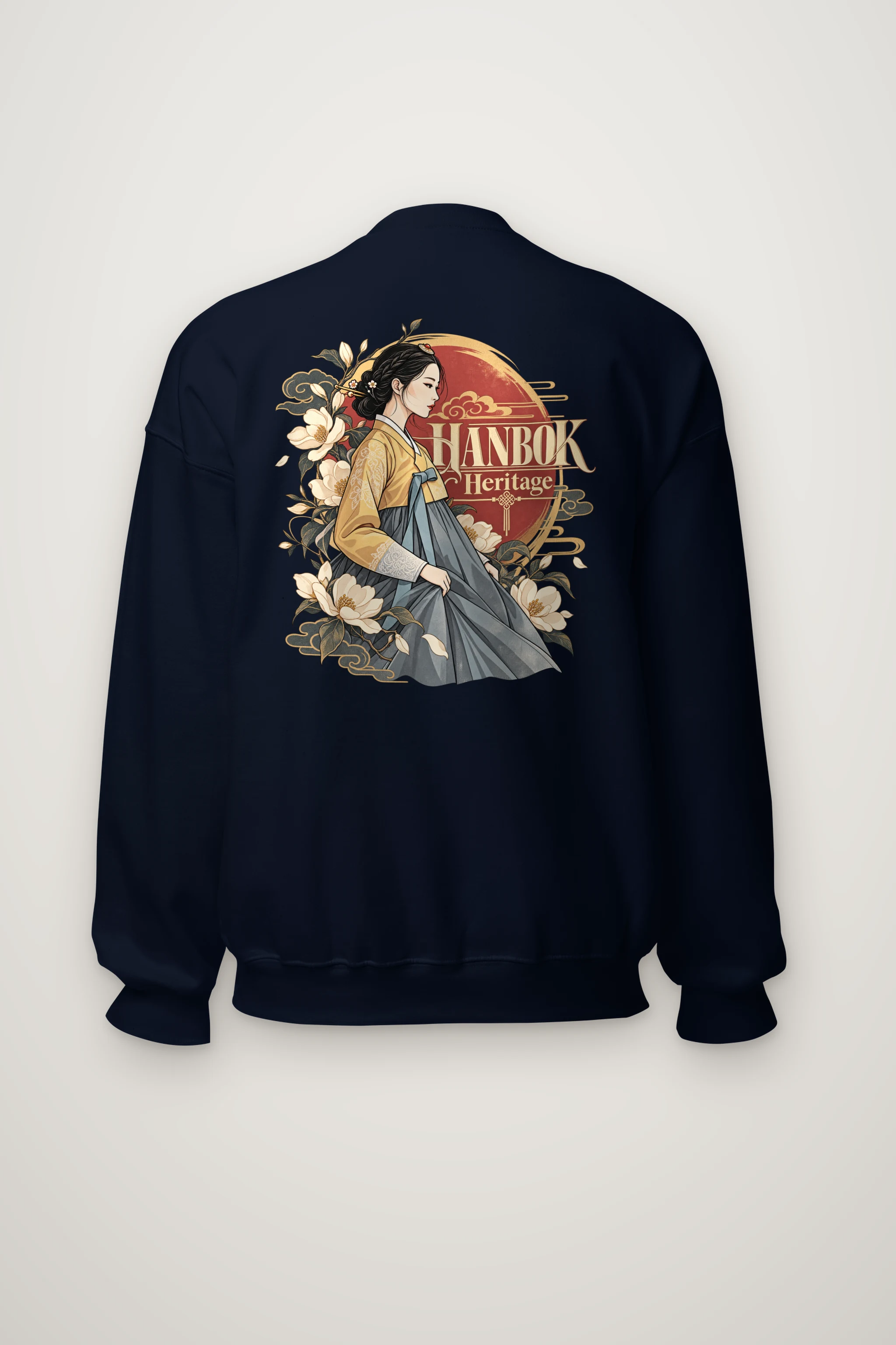 "Floral Hanbok Muse" Heavy Blend Unisex Crewneck Sweatshirt
