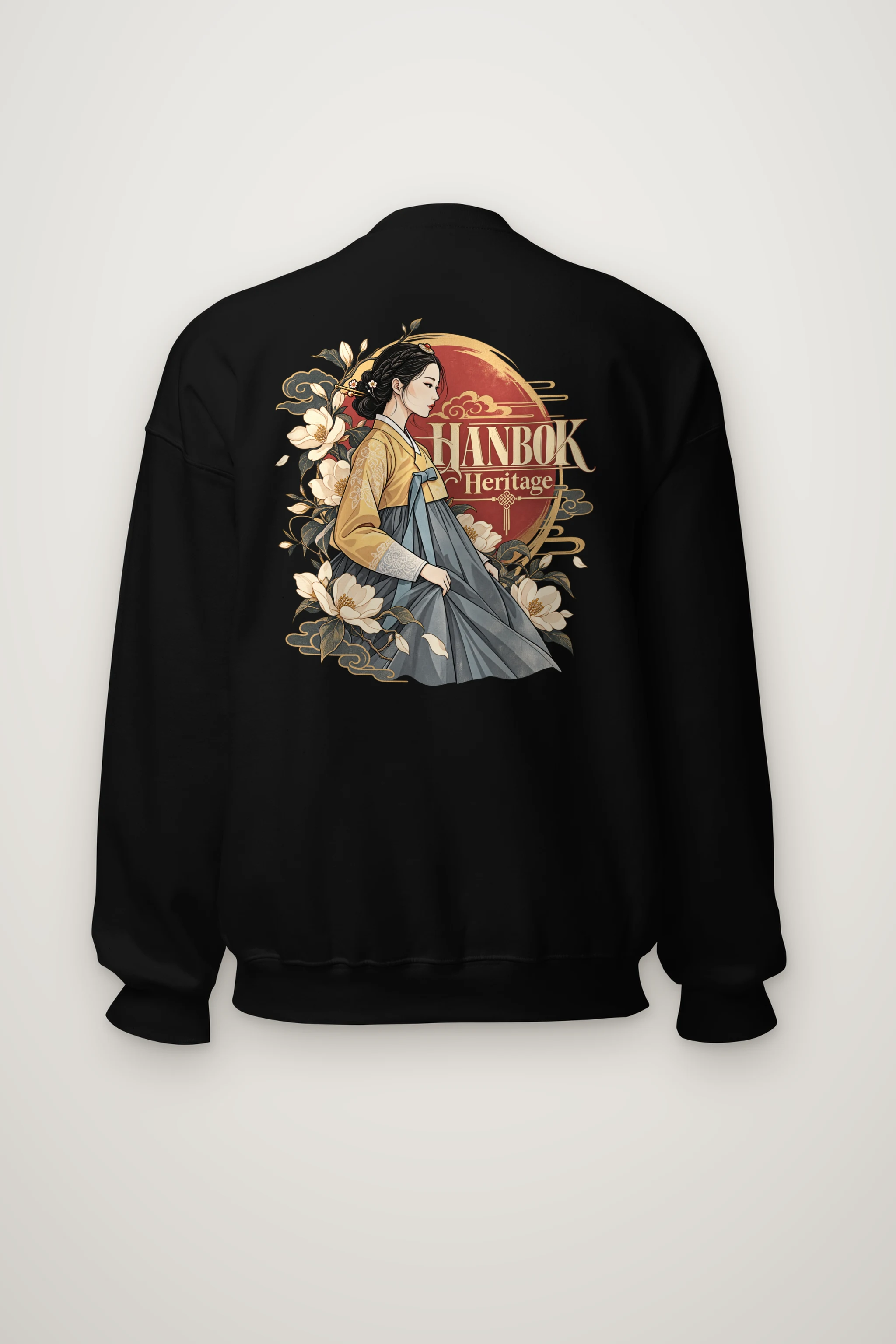 "Floral Hanbok Muse" Heavy Blend Unisex Crewneck Sweatshirt