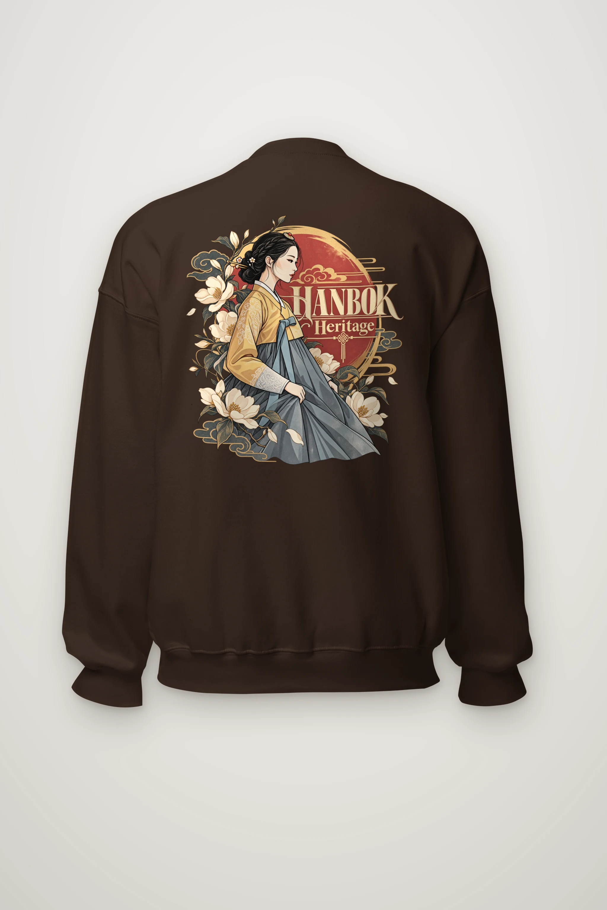 "Floral Hanbok Muse" Heavy Blend Unisex Crewneck Sweatshirt