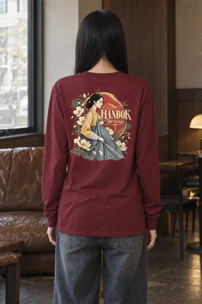 "Floral Hanbok Portrait" Unisex Longsleeve T-shirt | Gildan 2400