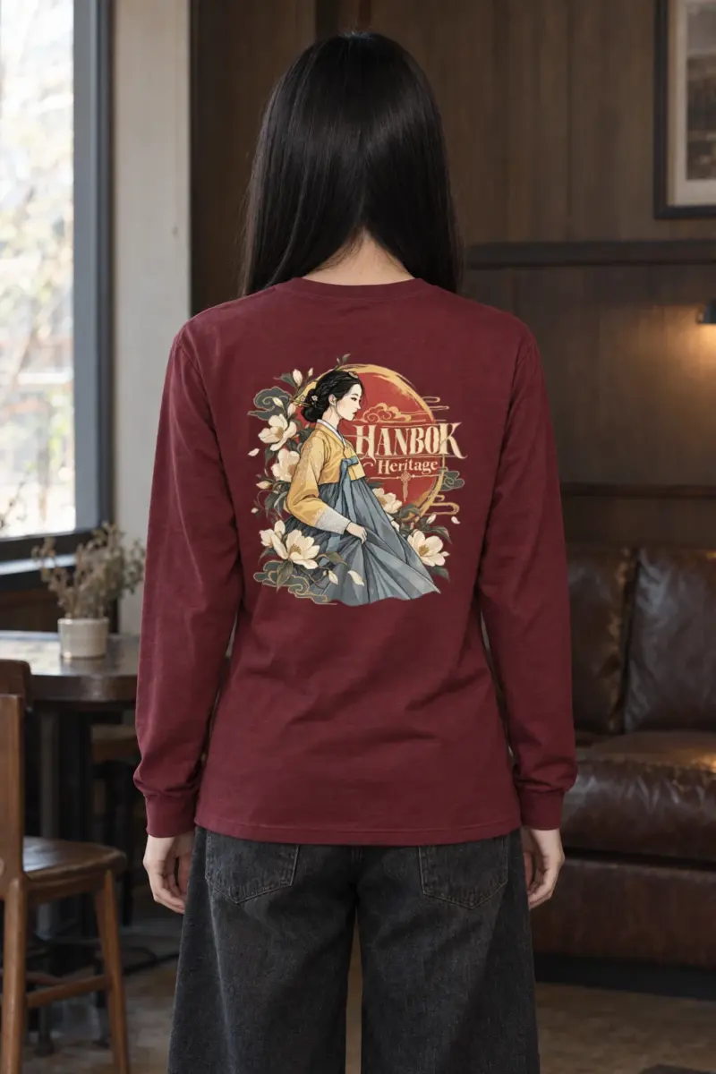 "Floral Hanbok Portrait" Unisex Longsleeve T-shirt