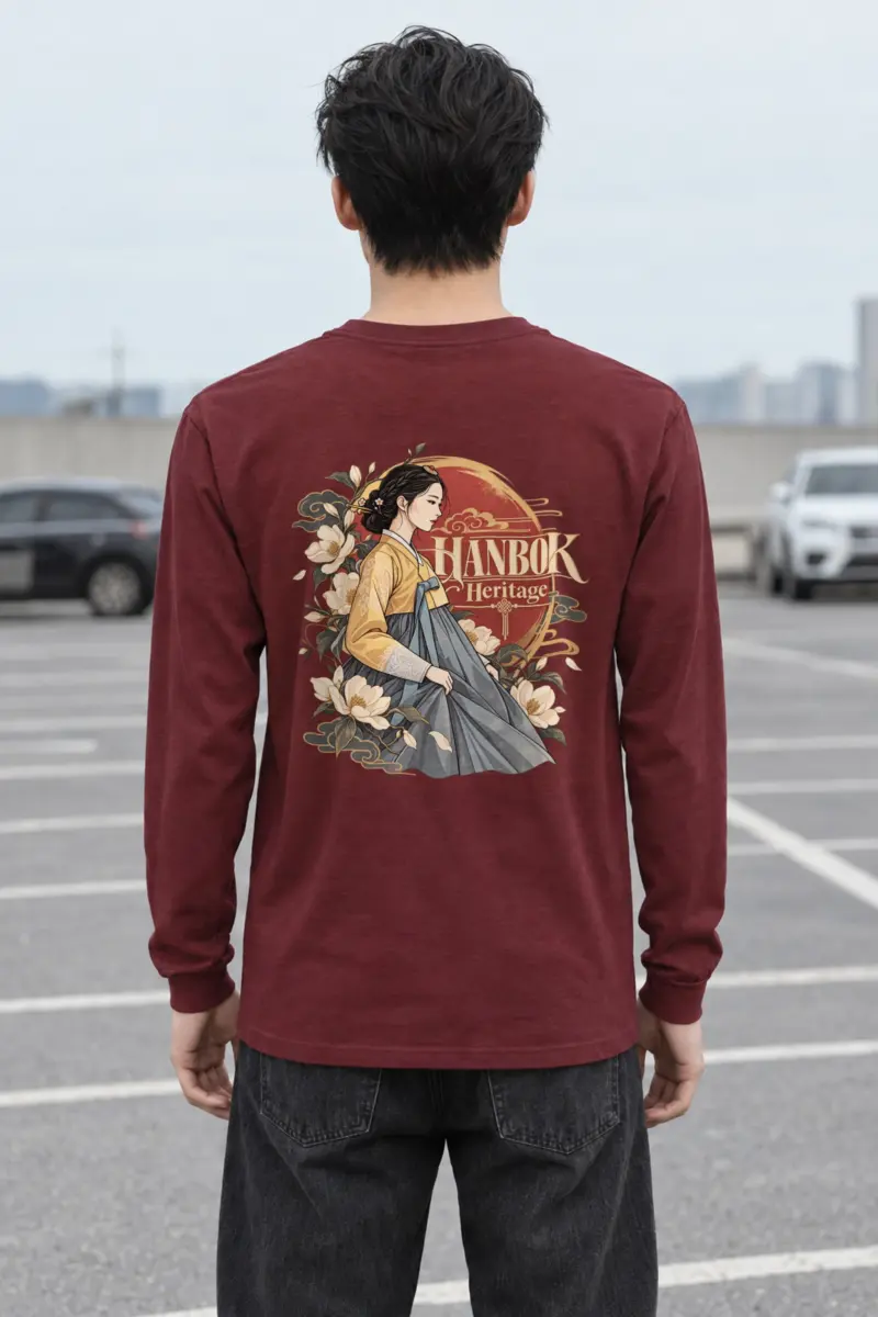 "Floral Hanbok Portrait" Unisex Longsleeve T-shirt