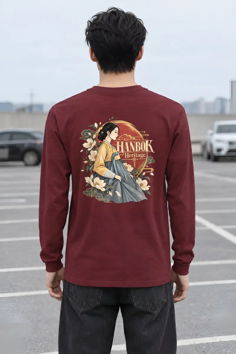 "Floral Hanbok Portrait" Unisex Longsleeve T-shirt