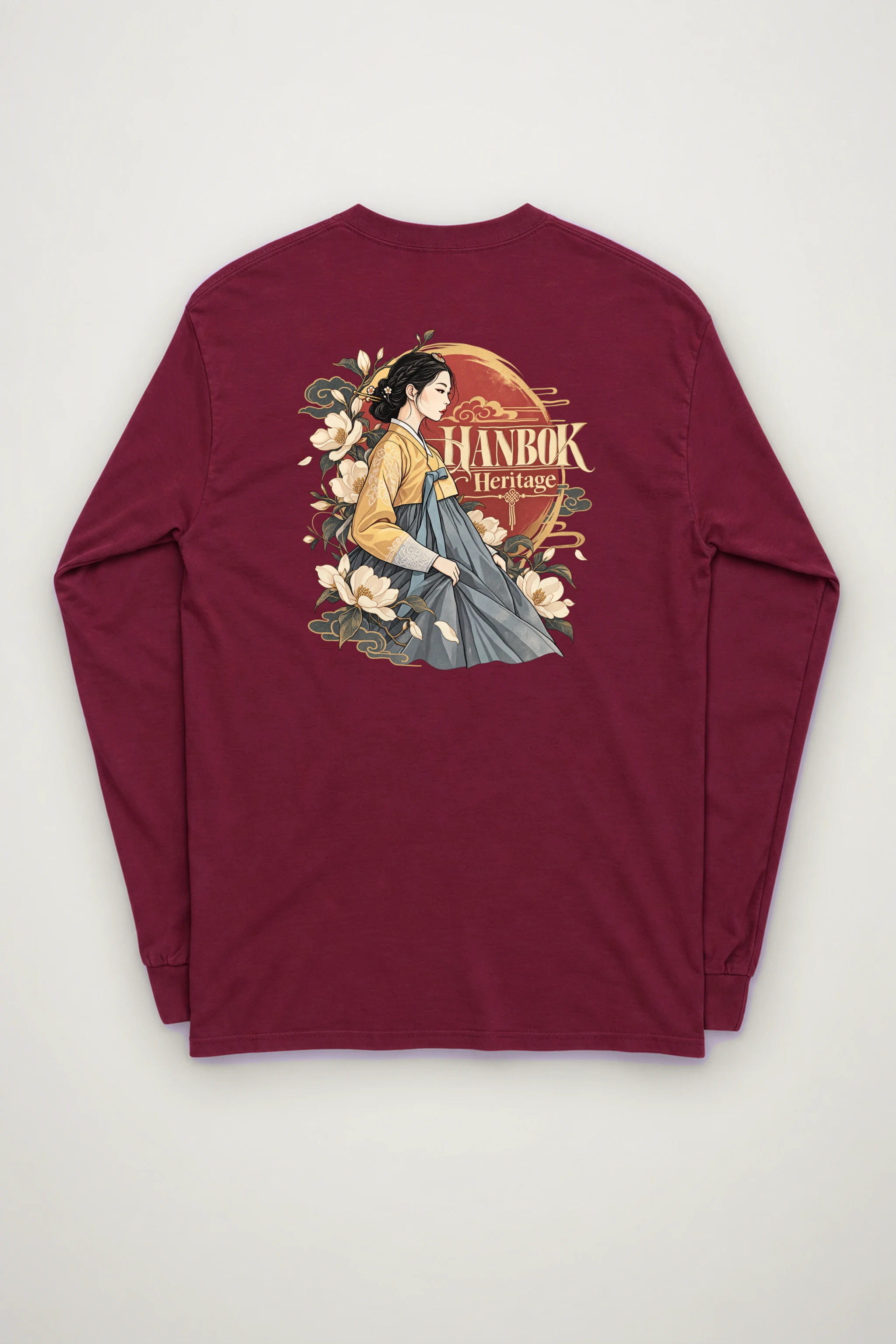 "Floral Hanbok Portrait" Unisex Longsleeve T-shirt