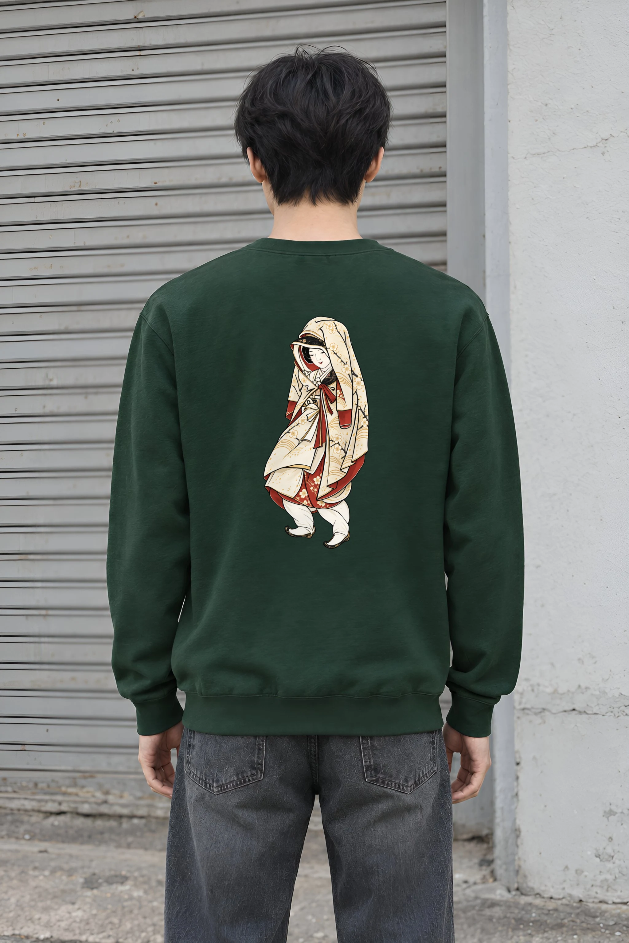 "Floral Kimono Muse" Heavy Blend Unisex Crewneck Sweatshirt