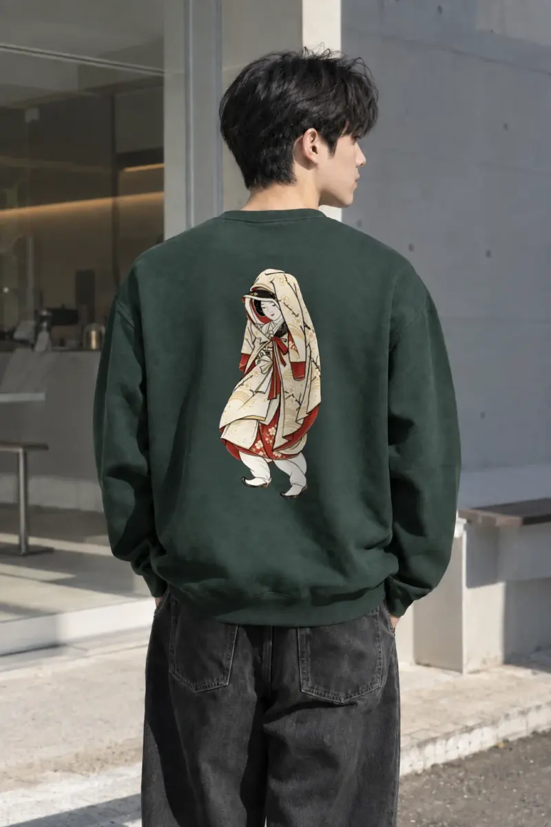 "Floral Kimono Muse" Heavy Blend Unisex Crewneck Sweatshirt | Gildan 18000