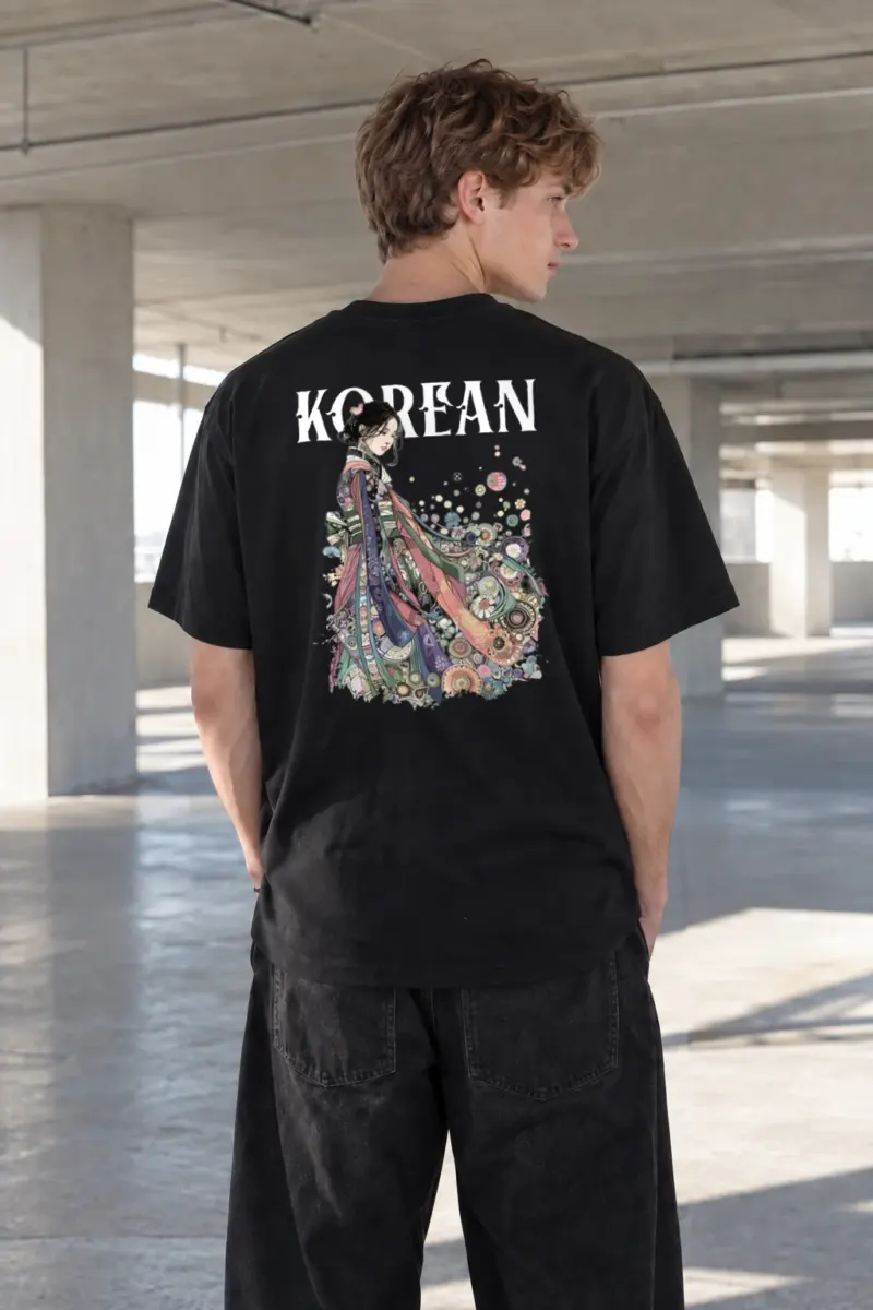 “Floral Kimono Muse” Heavyweight Unisex Crewneck T-shirt | Gildan 5000