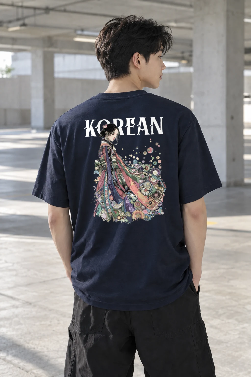 "Floral Kimono Muse" Heavyweight Unisex Crewneck T-shirt | Gildan 5000