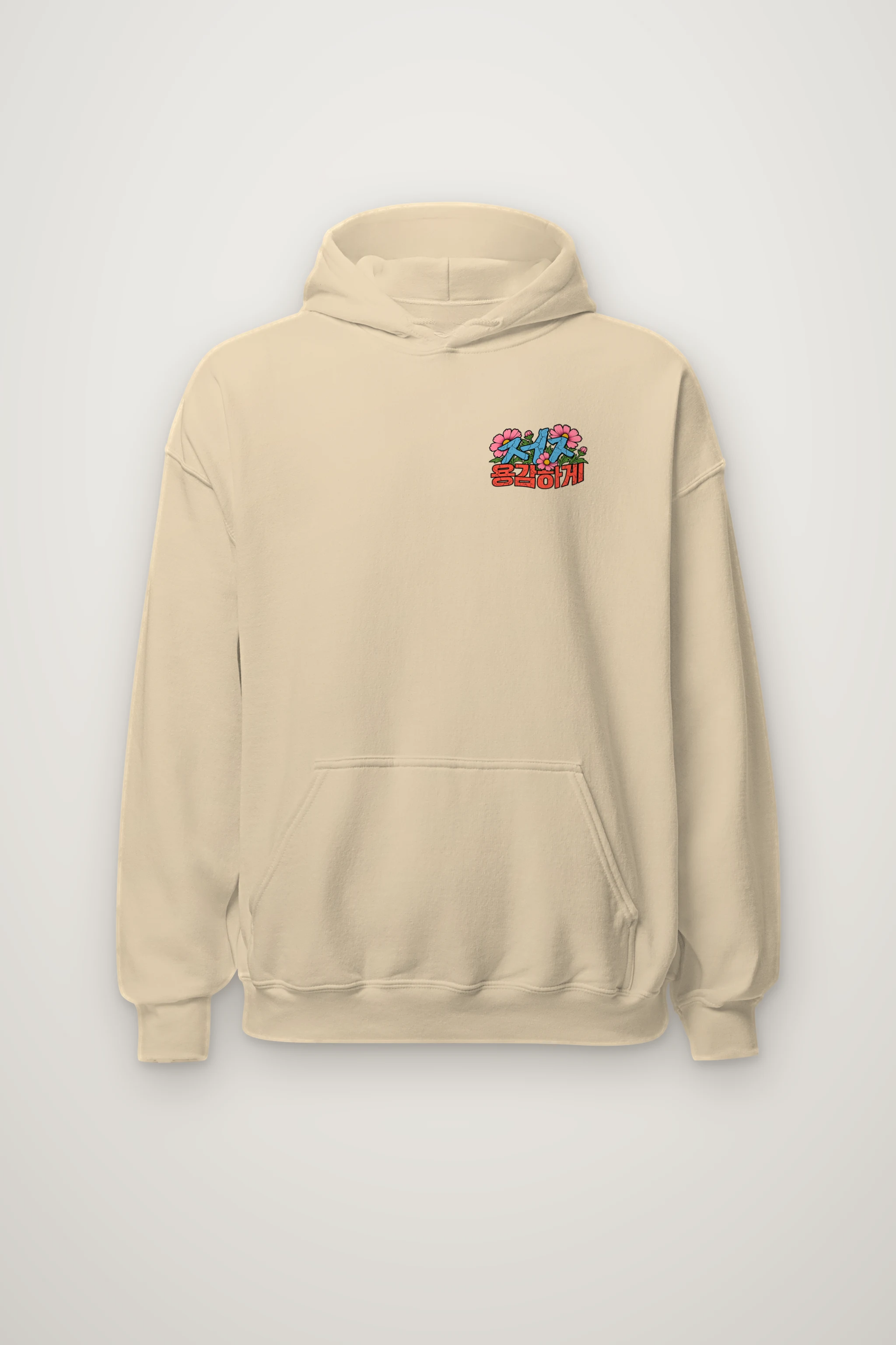 "Floral Korean Typography" Heavy Blend Unisex Pullover Hoodie