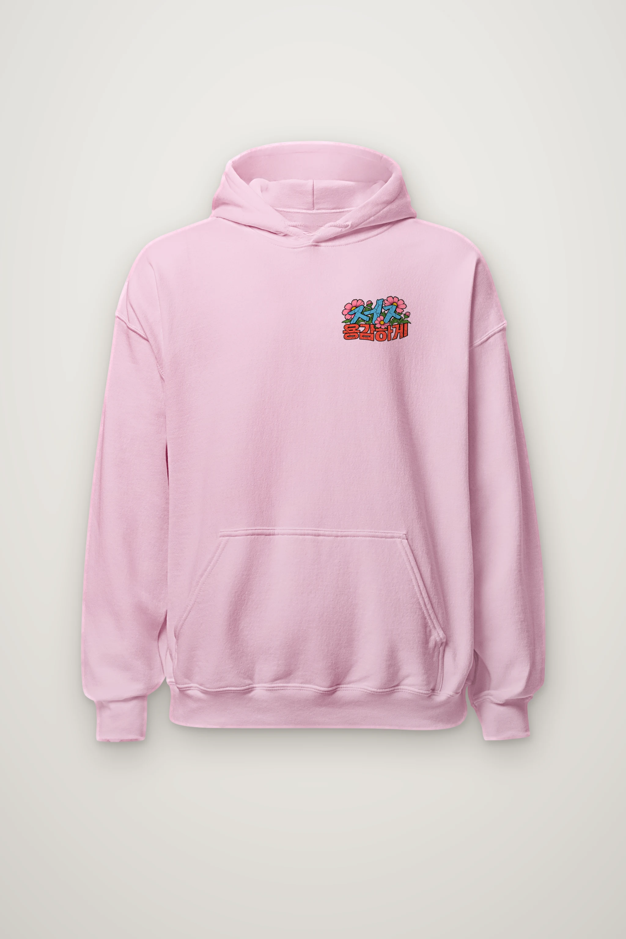 "Floral Korean Typography" Heavy Blend Unisex Pullover Hoodie