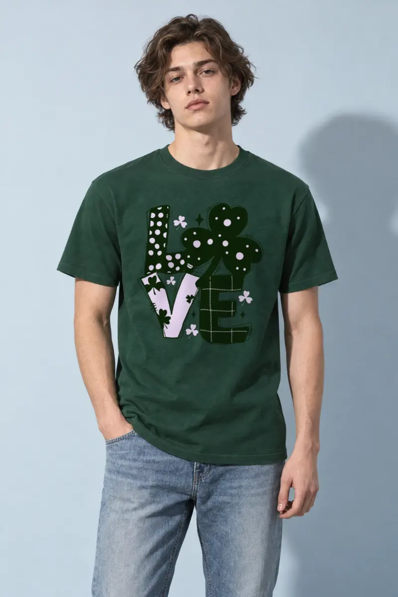 "Floral Love Lettering" Heavyweight Unisex Crewneck T-shirt