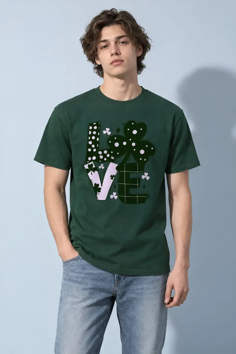 "Floral Love Lettering" Heavyweight Unisex Crewneck T-shirt