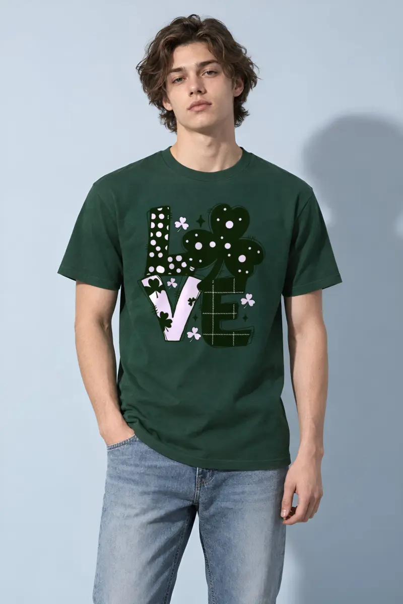 "Floral Love Lettering" Heavyweight Unisex Crewneck T-shirt
