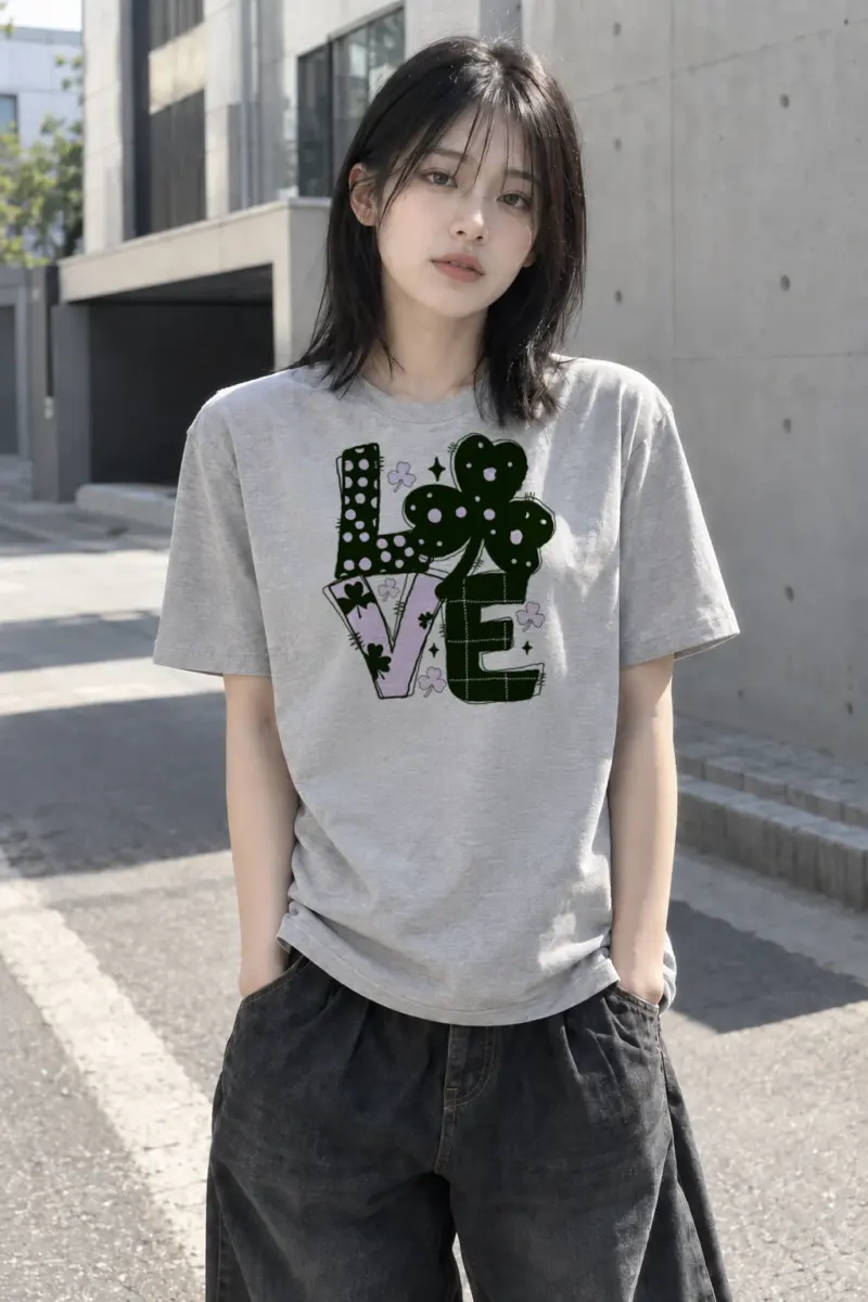 "Floral Love Lettering" Heavyweight Unisex Crewneck T-shirt | Gildan 5000