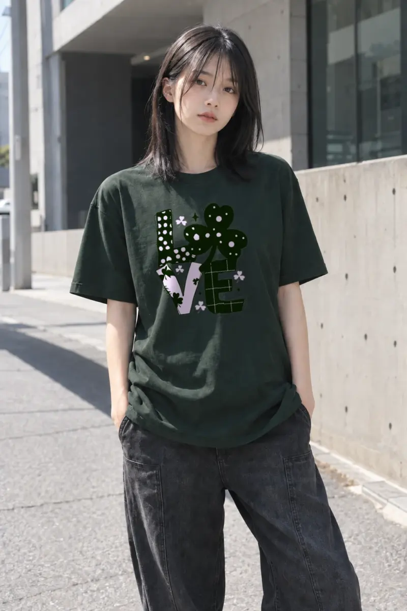 "Floral Love Lettering" Heavyweight Unisex Crewneck T-shirt | Gildan 5000
