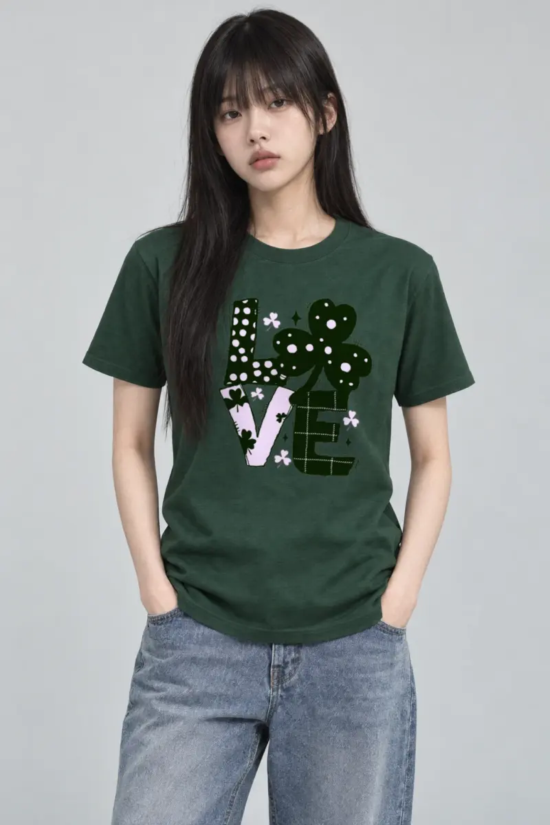 "Floral Love Lettering" Heavyweight Unisex Crewneck T-shirt | Gildan 5000