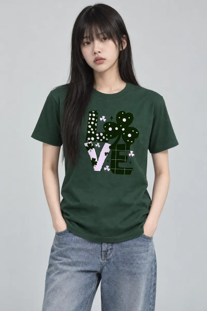 "Floral Love Lettering" Heavyweight Unisex Crewneck T-shirt